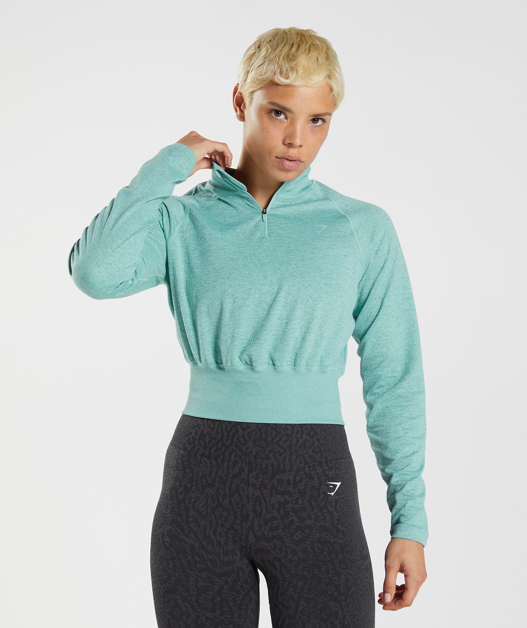 315 Long Sleeve Warmup Top in Pearl Blue/Winter Teal Marl