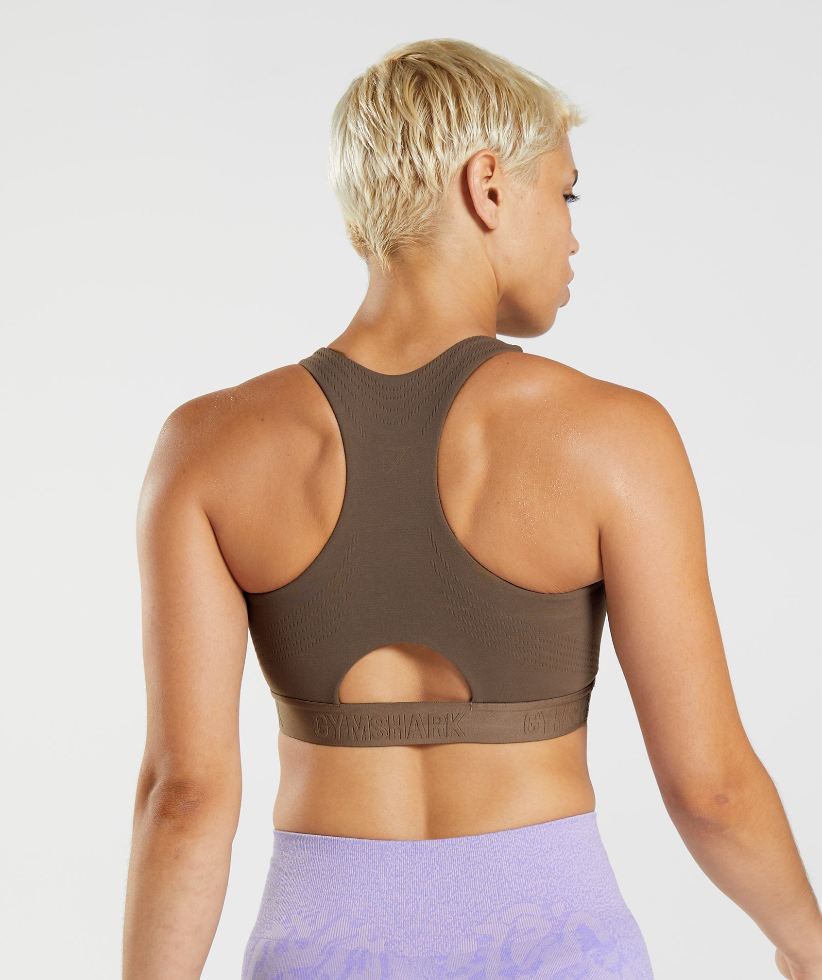 315 Performance High Neck Sports Bra in Soul Brown/Cement Brown - view 2