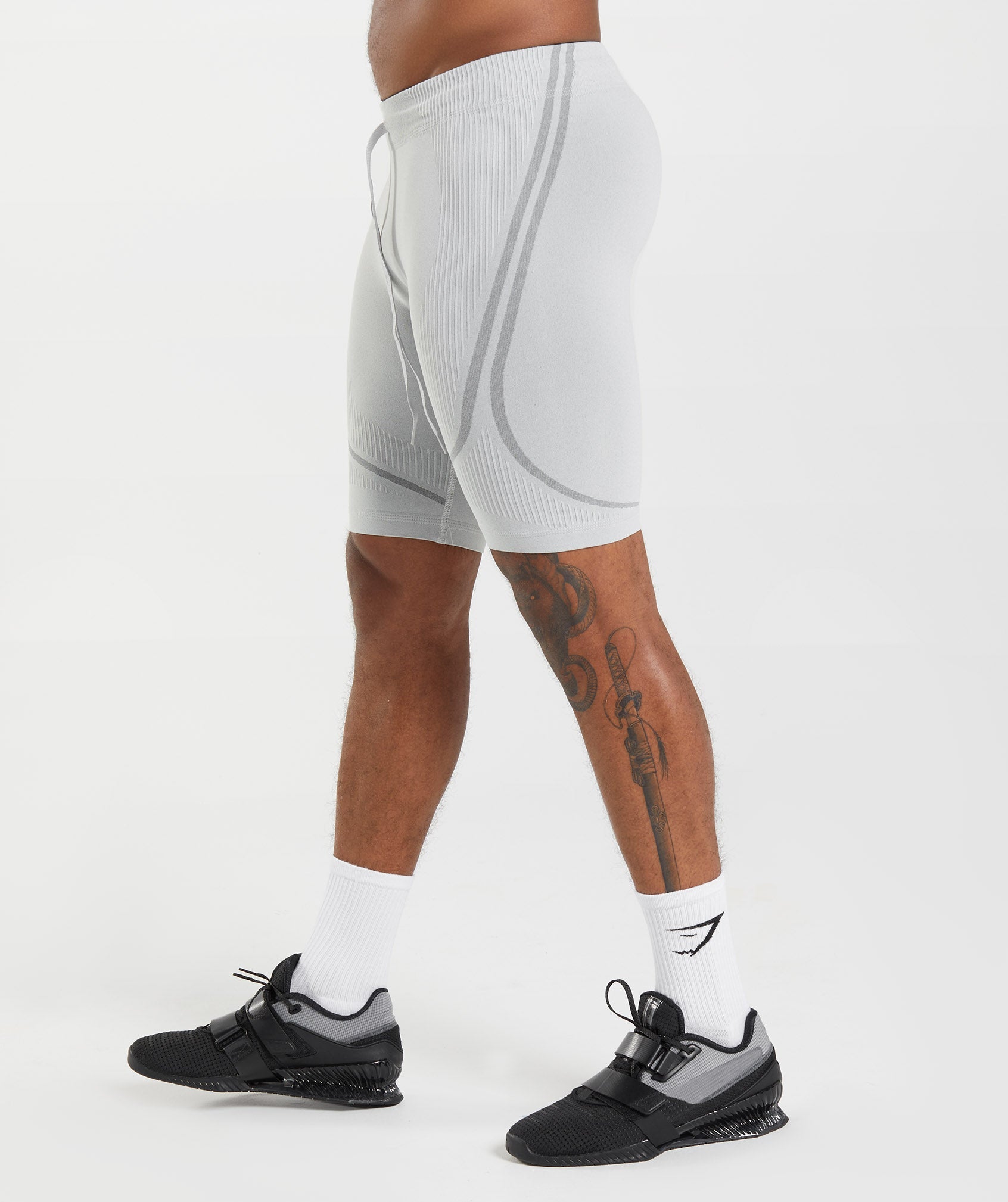 315 Seamless 1/2 Shorts in Light Grey/Charcoal Grey - view 3