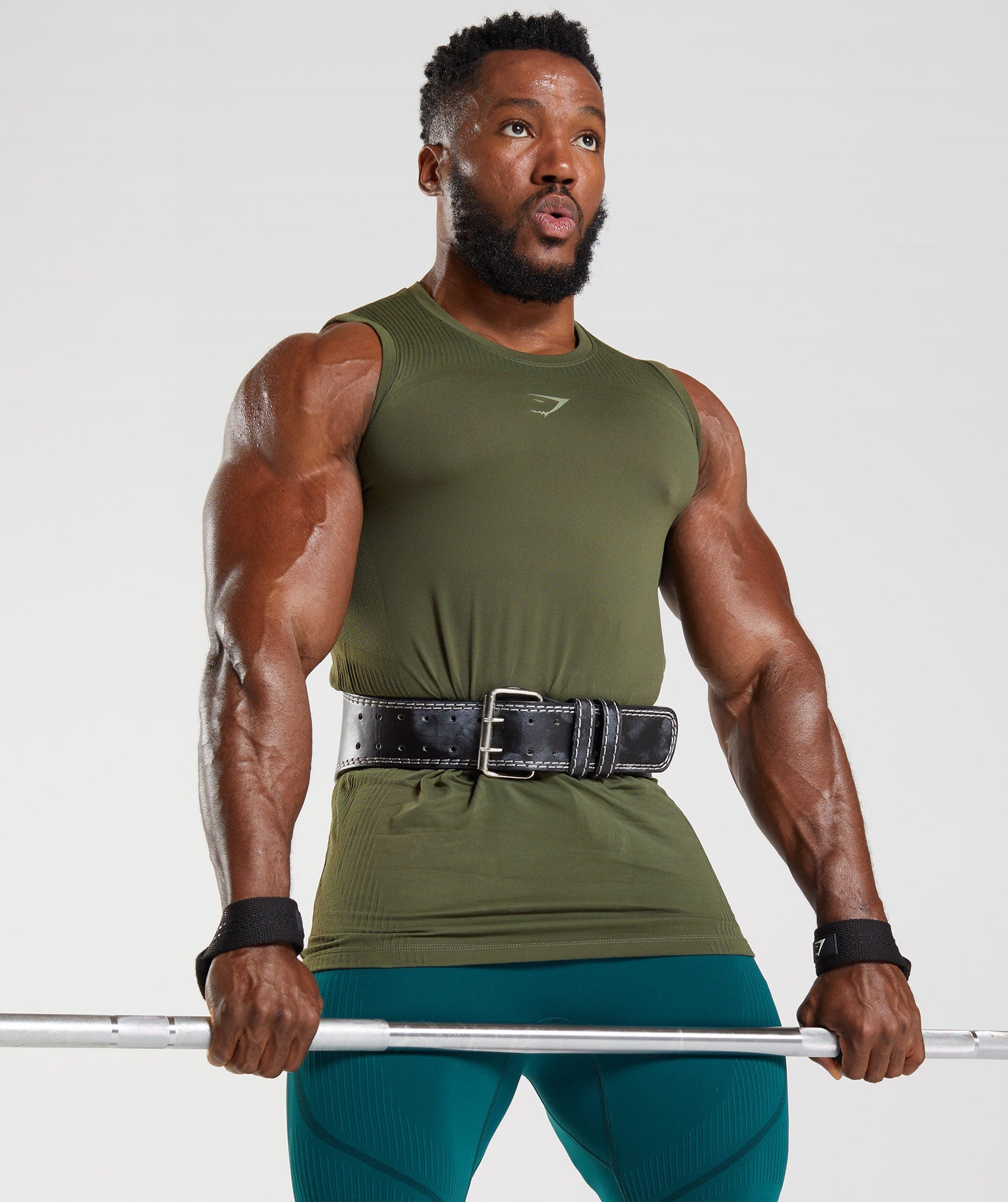 315 Seamless Tank in Core Olive/Marsh Green - view 3
