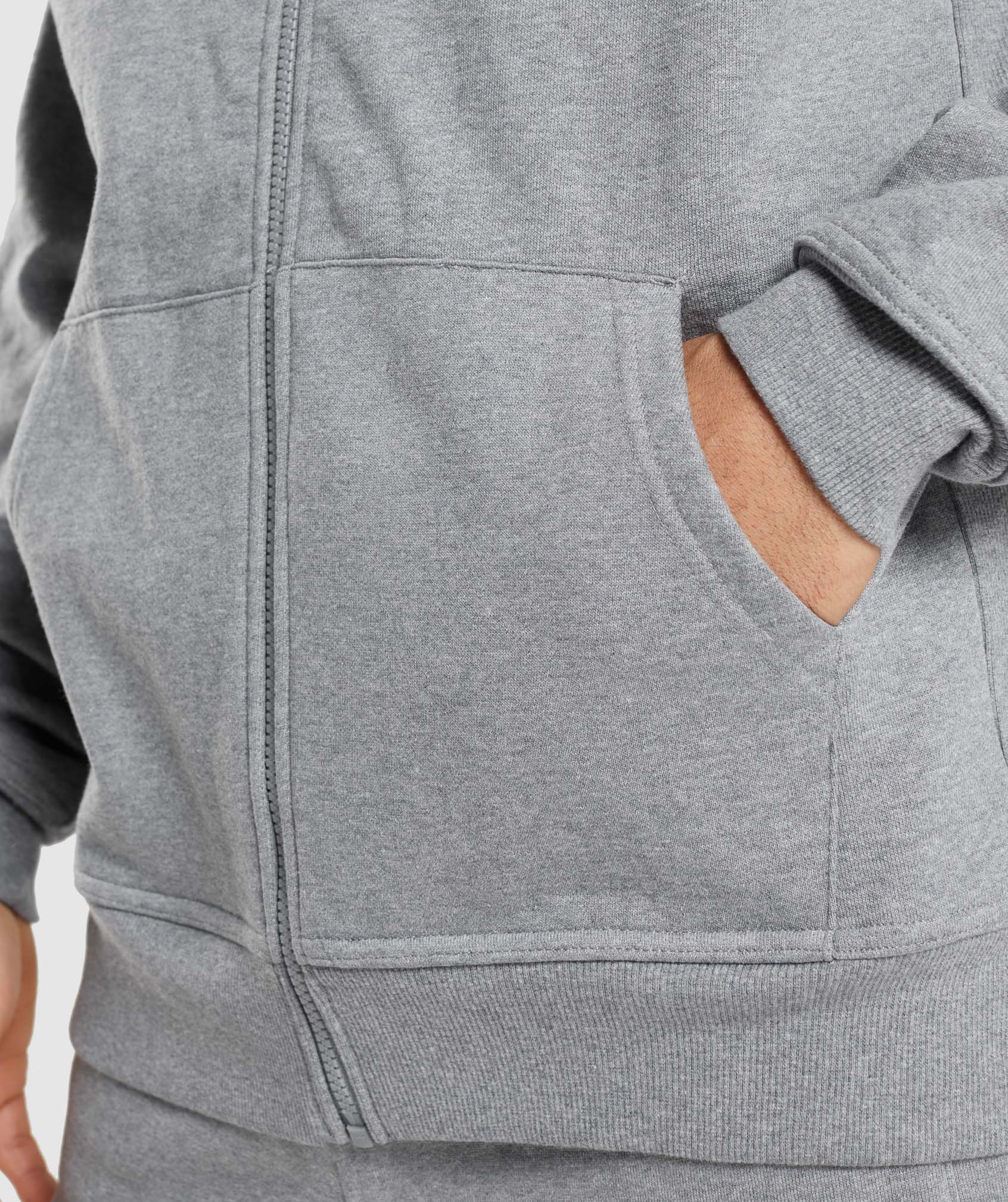 Essential Zip Up Hoodie  in Charcoal Marl - view 6