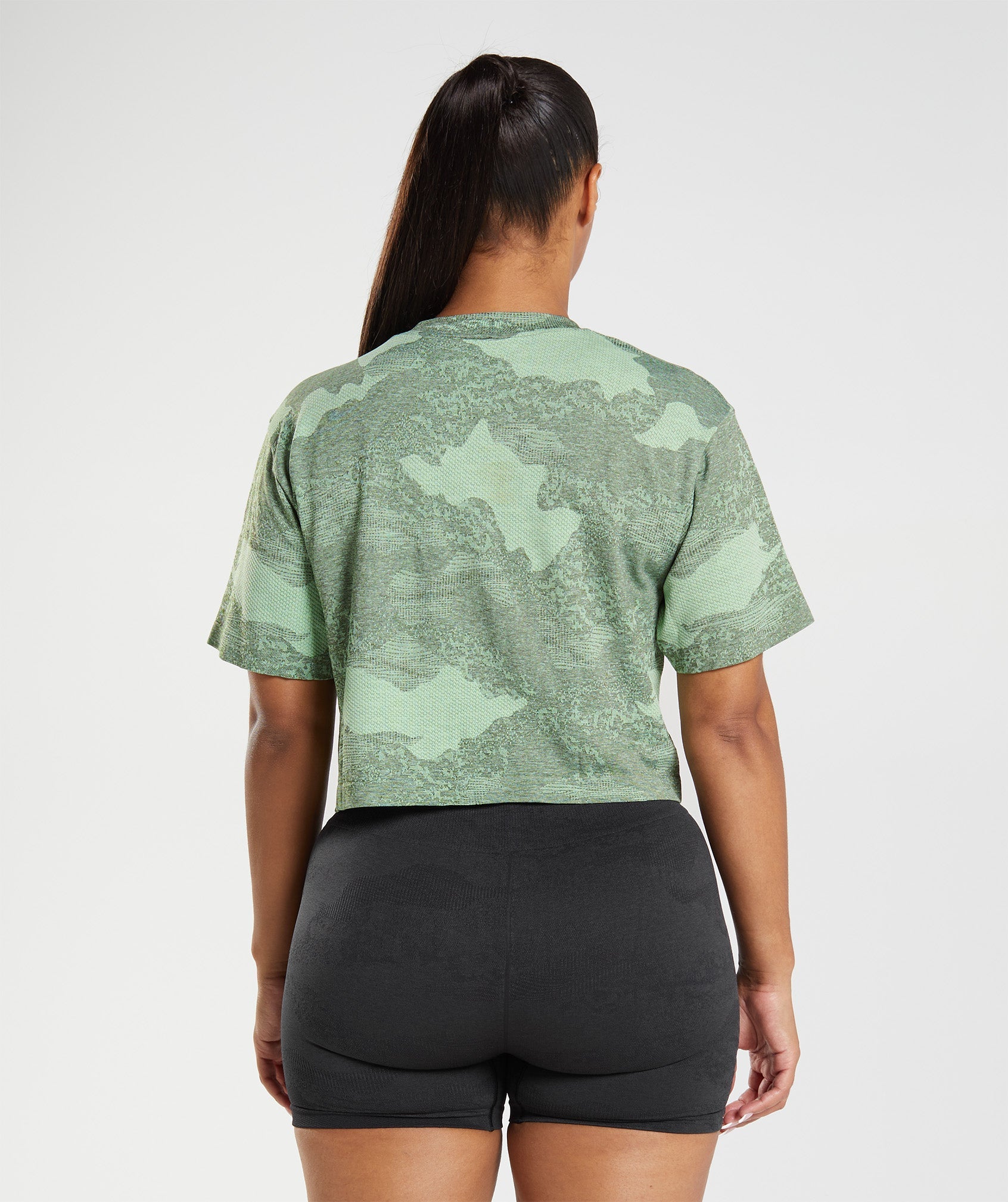 Adapt Camo Seamless Crop Top in Aloe Green/Moss Olive - view 2