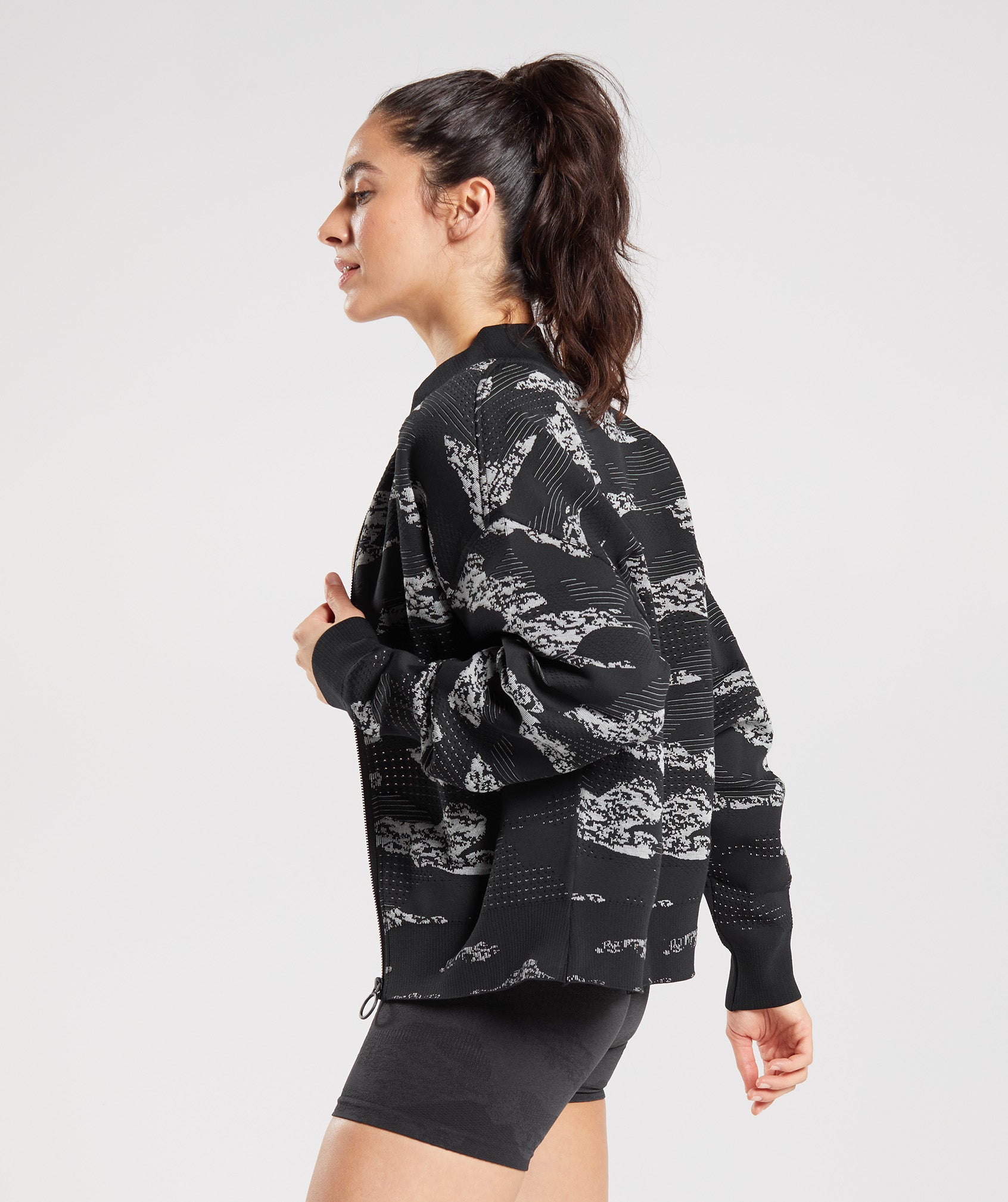 Adapt Camo Seamless Track Jacket in Black/Light Grey - view 4