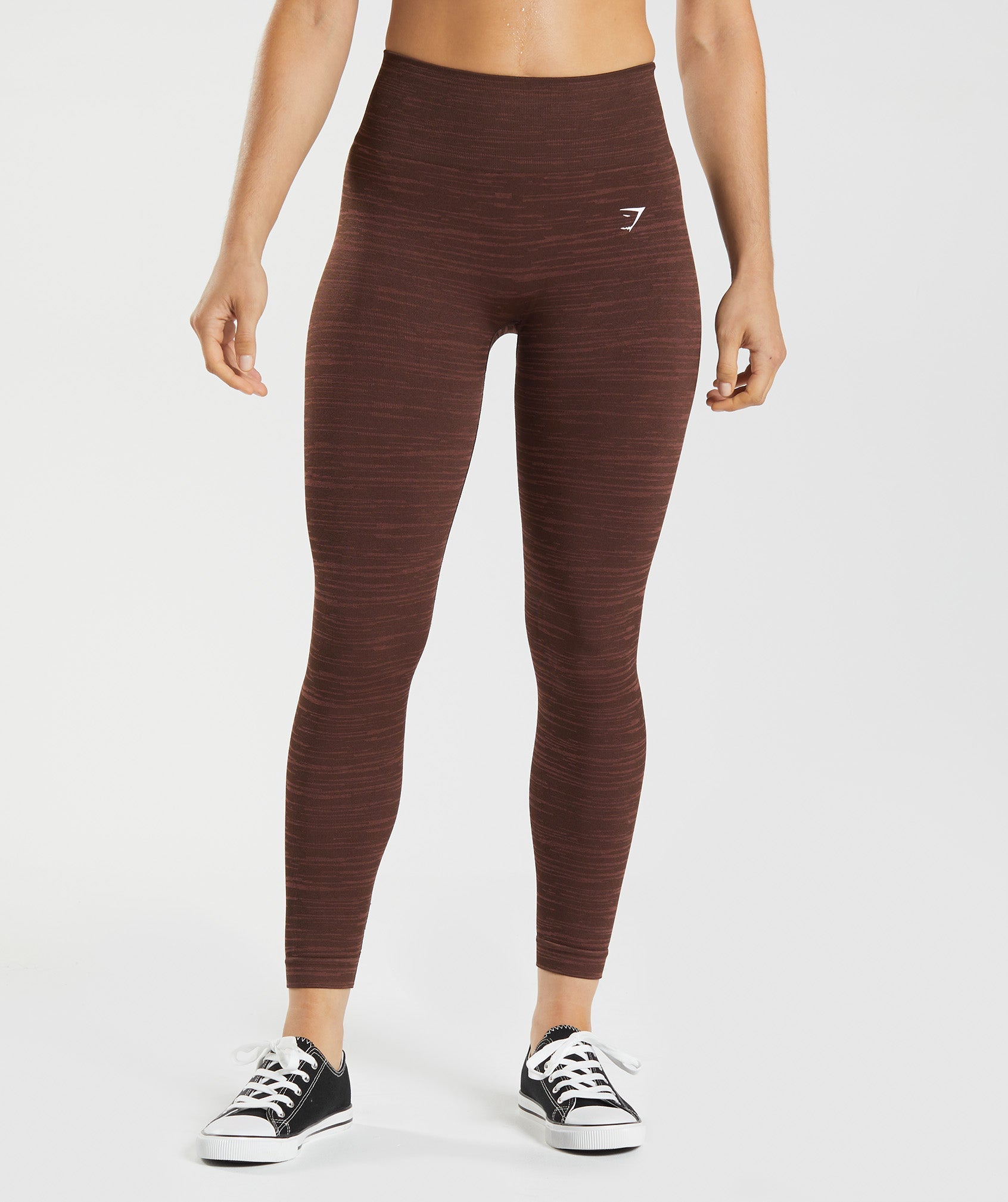 Gymshark Women's Fit Seamless Mid Rise Leggings, Beige with Gray Logo, Size  S