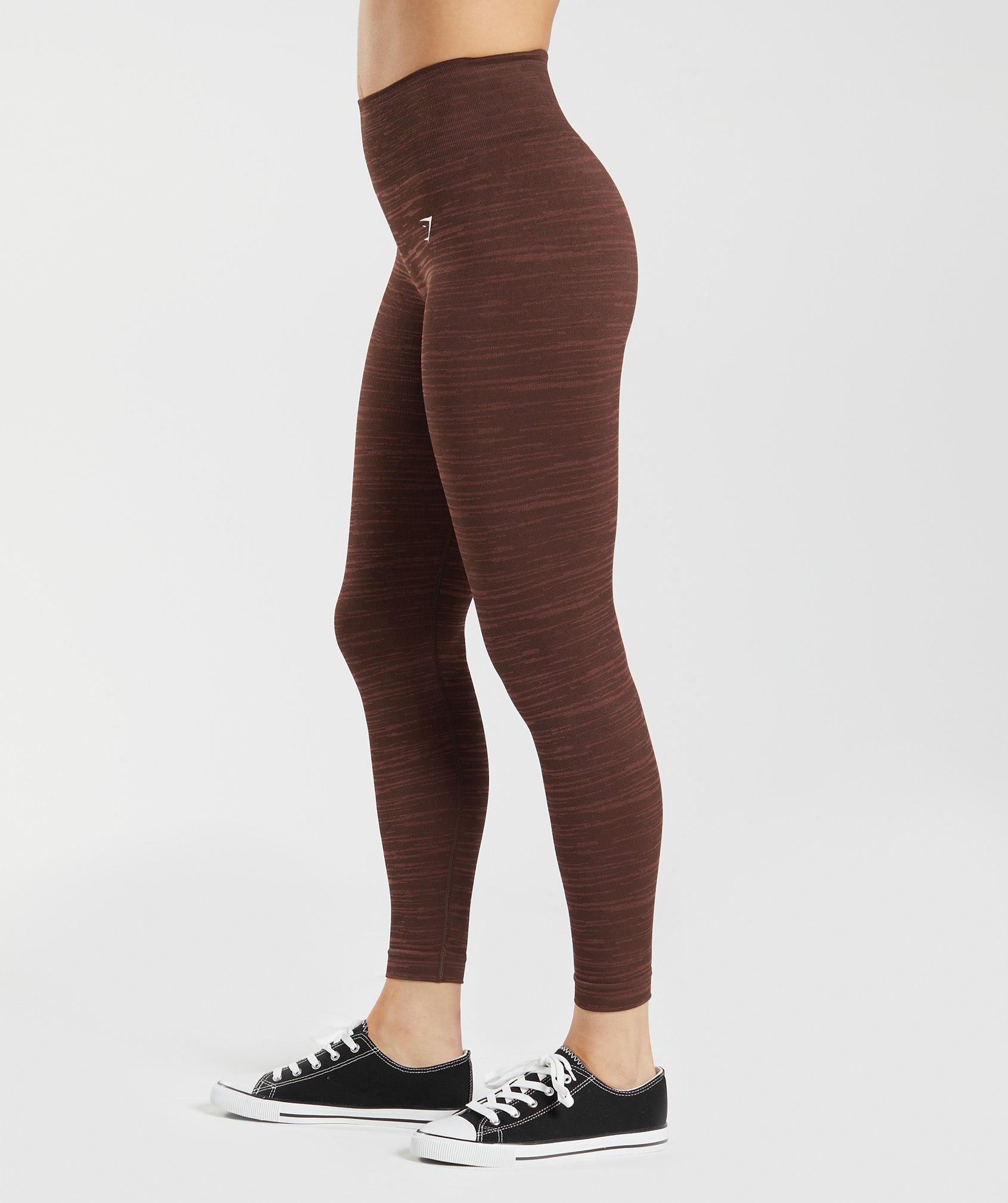 Flat Ribbed Nourish, Leggings, Chocolate Brown, High-Waisted Gym Leggings, Activewear Compression Leggings for Women