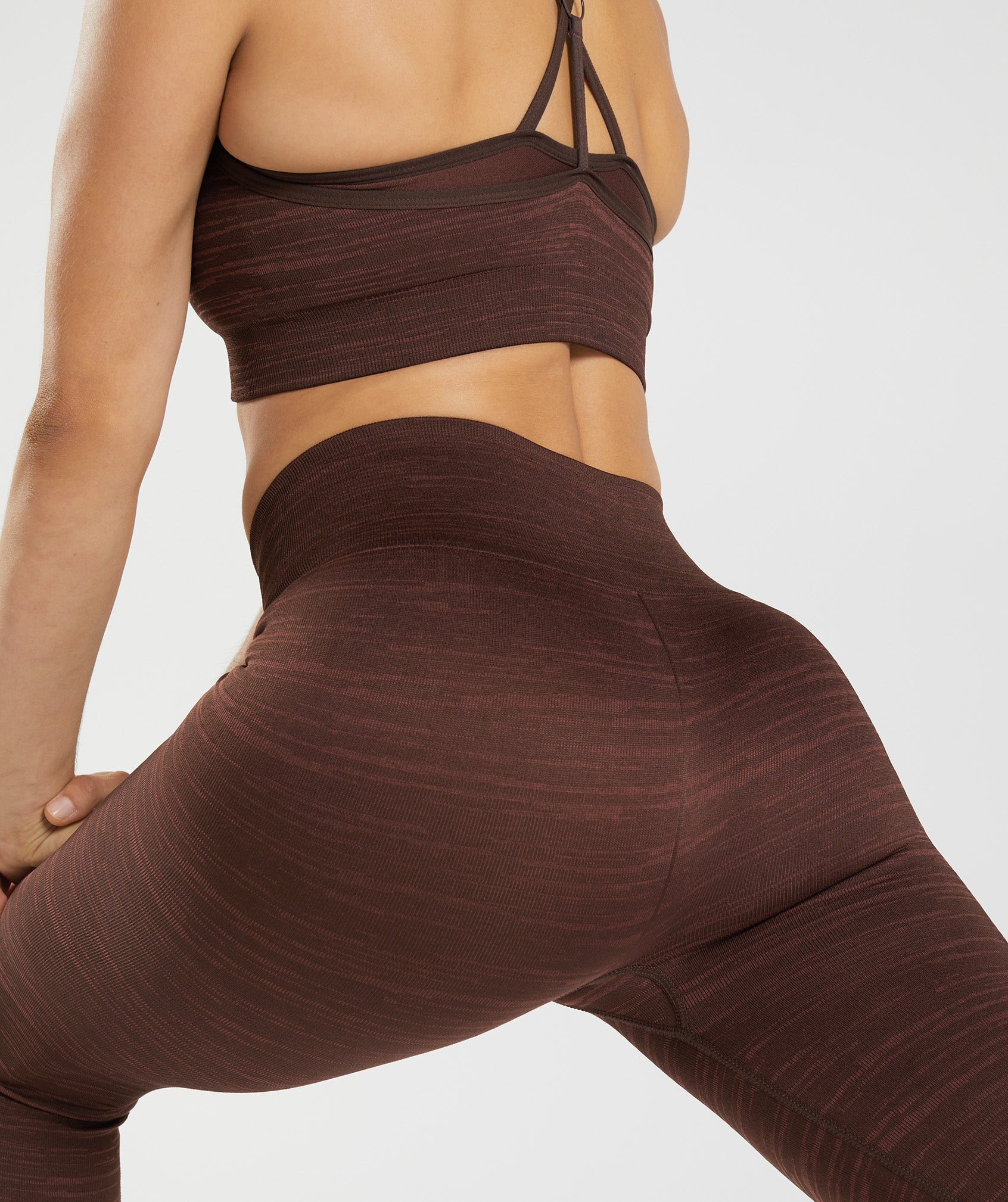 Adapt Marl Seamless Leggings in Archive Brown/Cherry Brown - view 6