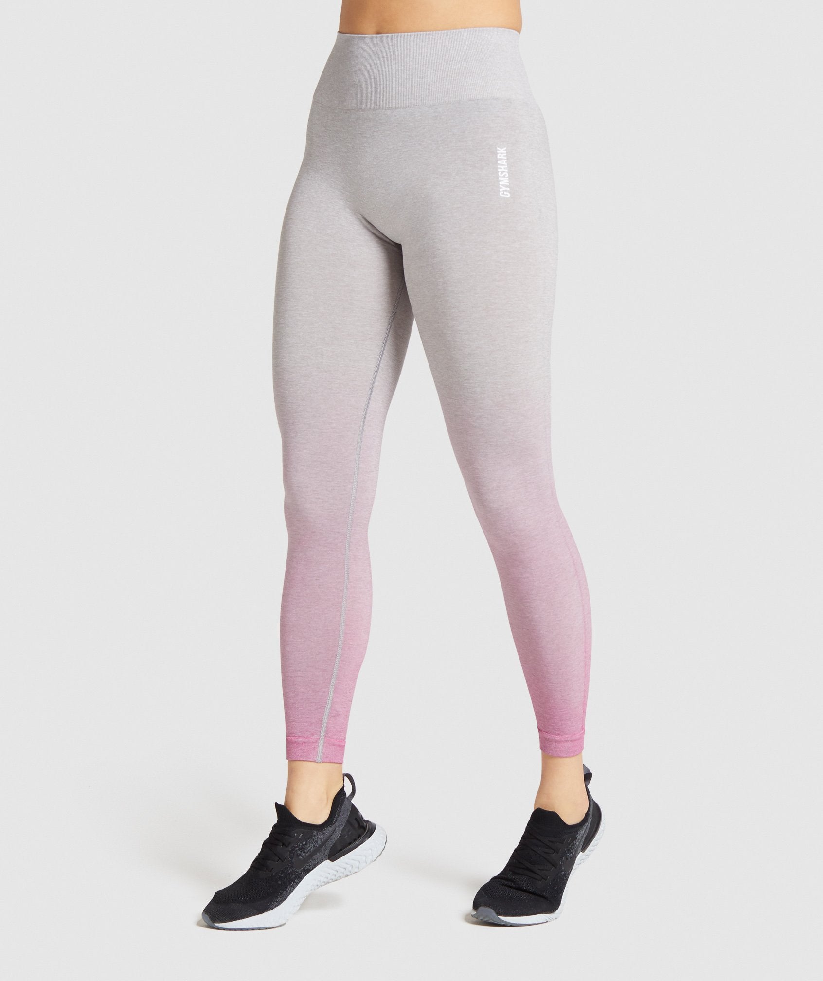 Gymshark Adapt Ombre Seamless Leggings - Light Grey Marl/Pink
