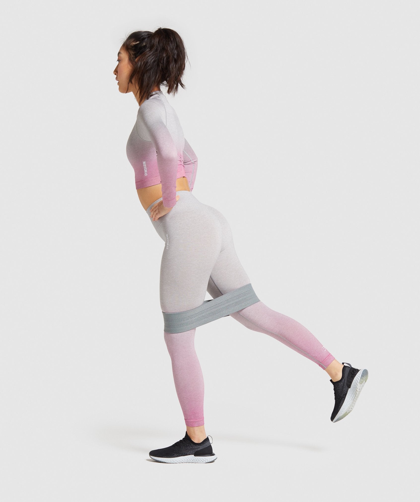 Gymshark Adapt Ombre Seamless Leggings Women's Size S Light Gray/Pink EUC