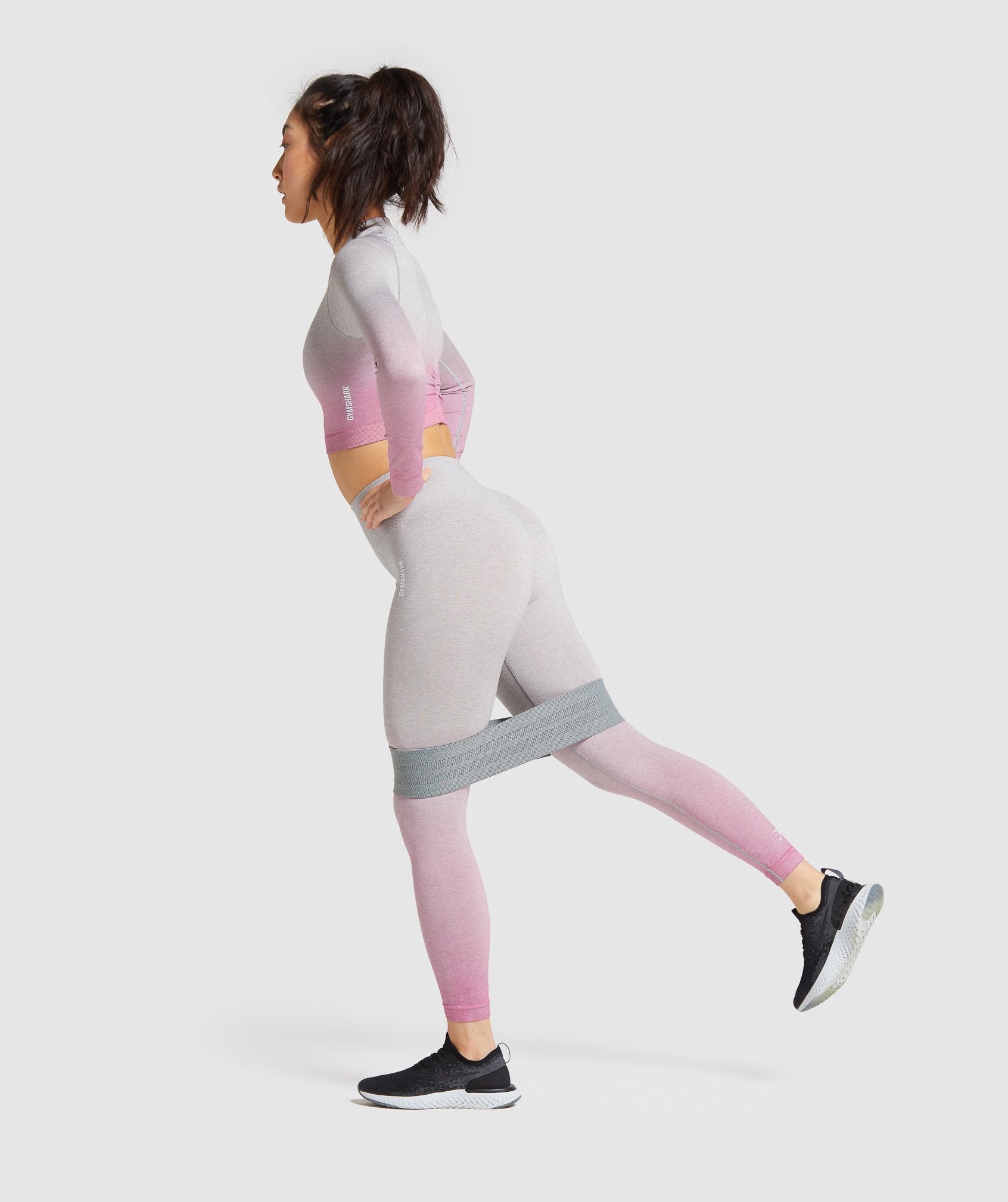 Adapt Ombre Seamless Leggings in Light Grey Marl/Pink - view 3