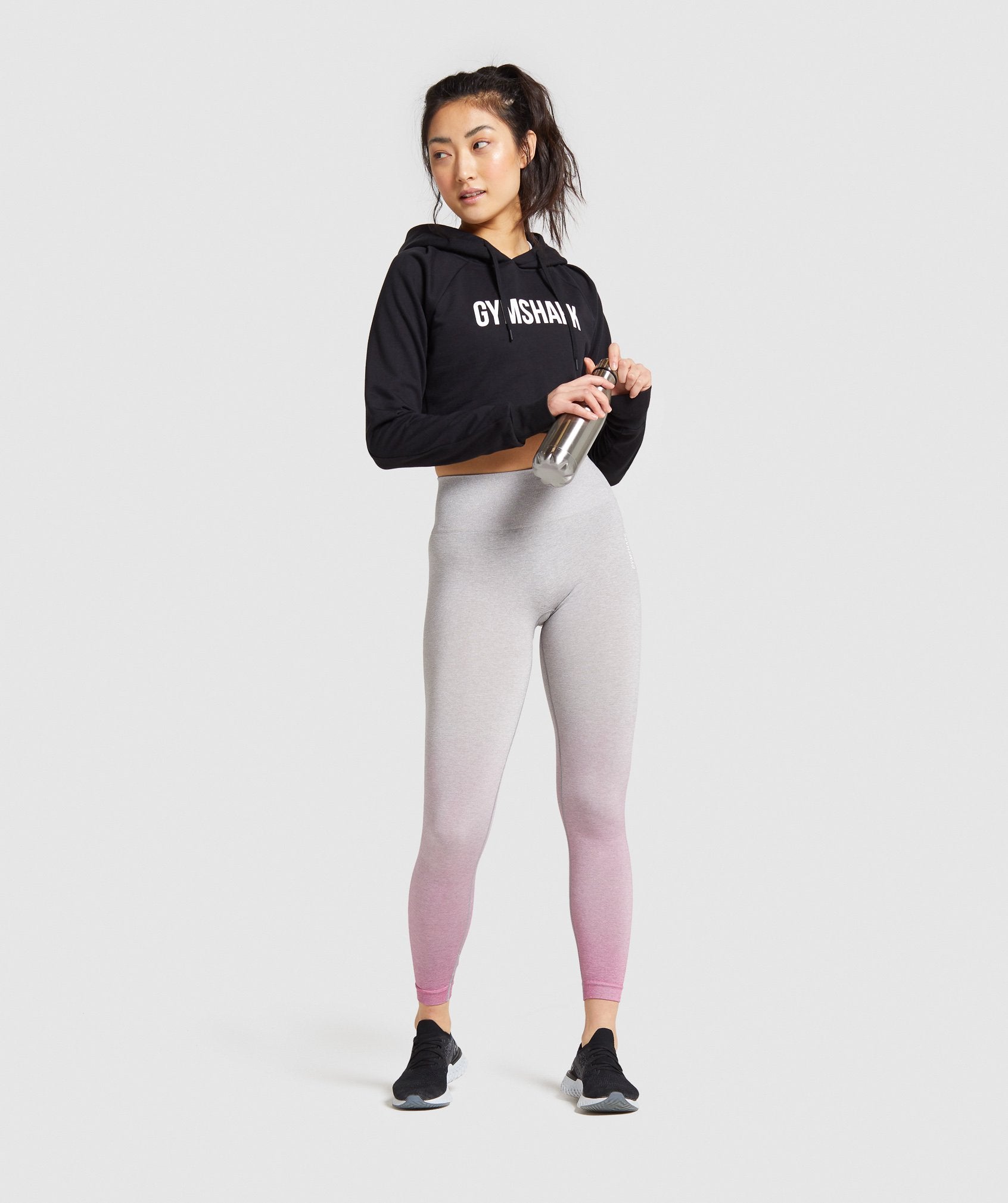 Adapt Ombre Seamless Leggings in Light Grey Marl/Pink - view 5