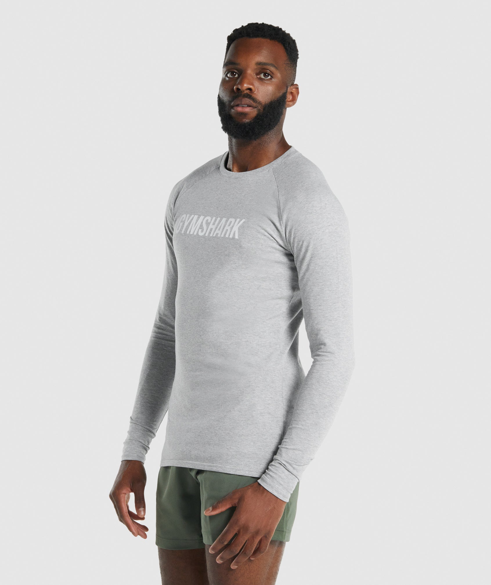 Apollo Long Sleeve T-Shirt in Light Grey Marl - view 4