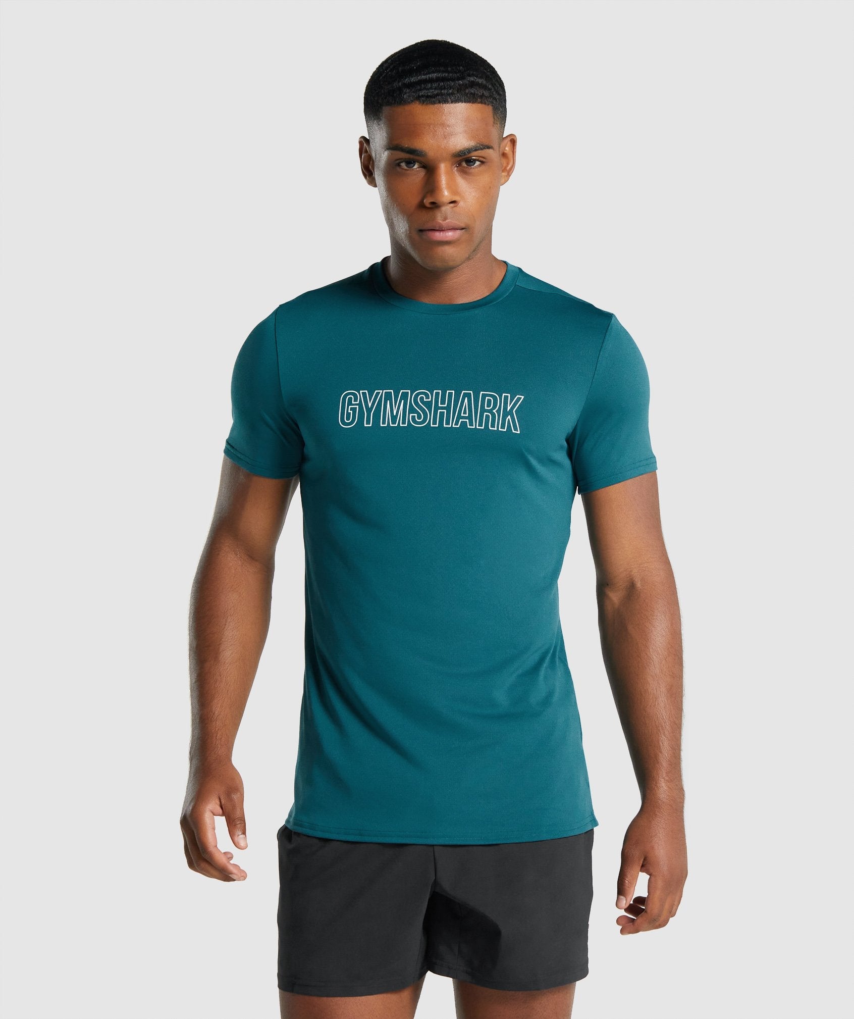 Gymshark Mens XL Arrival Graphic T-Shirt Navy Blue Slim Fit Short