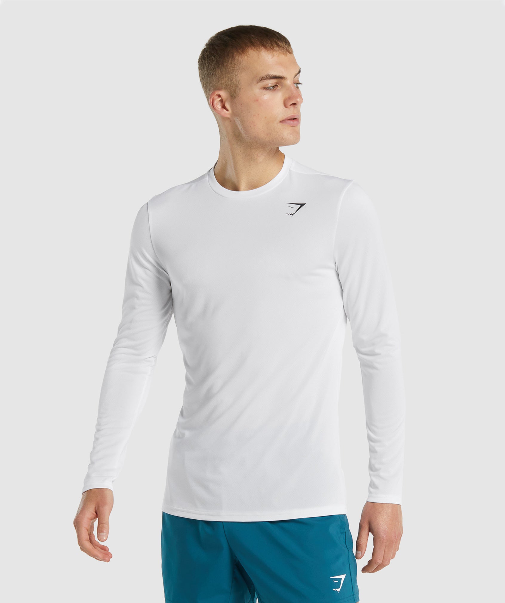 Gymshark Mens Element Long Sleeve Baselayer T-Shirt, White, XX