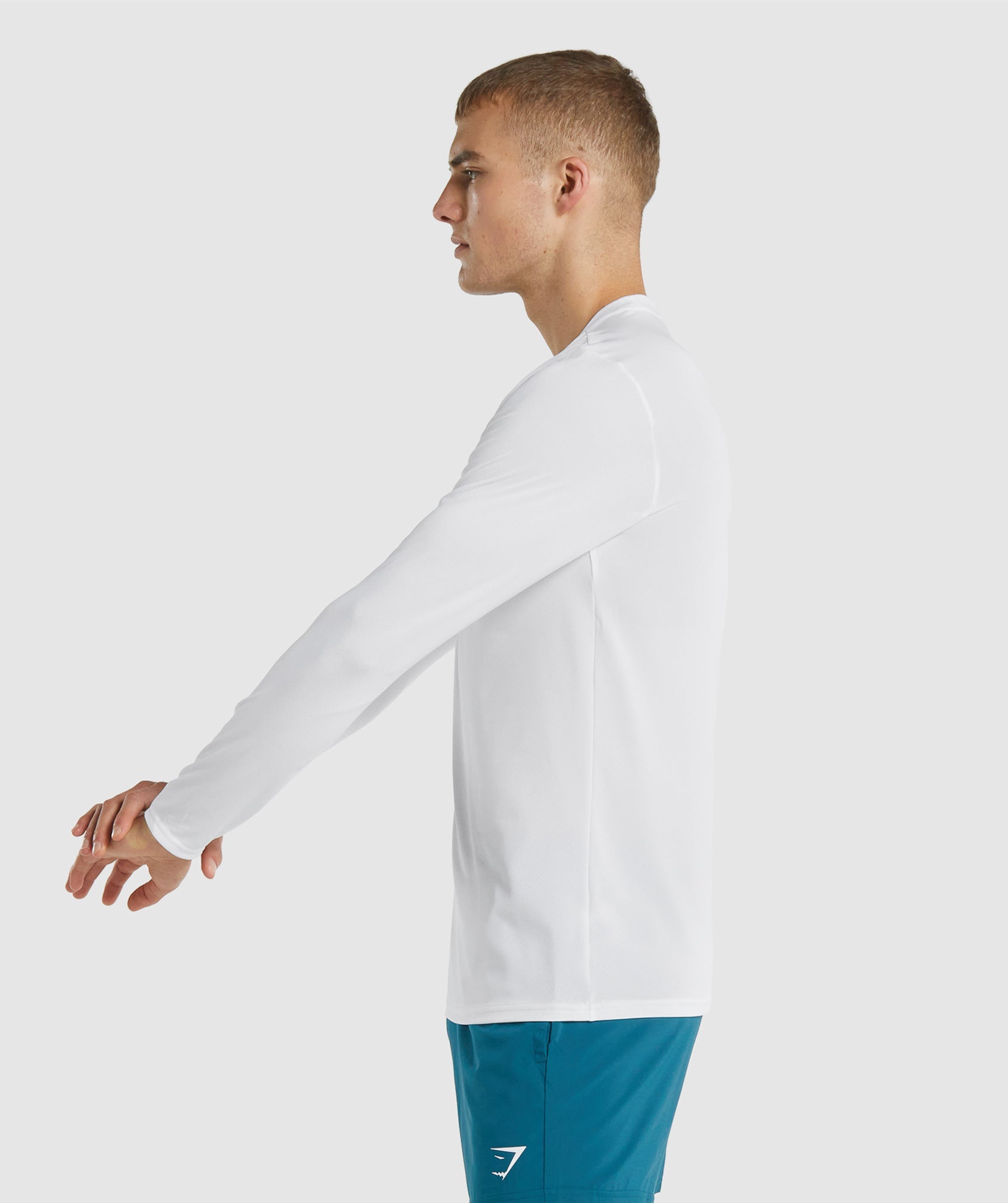 NEW Men's GYMSHARK Arrival Long Sleeve Shirt Aqua Green Performance Top Sz  XXL