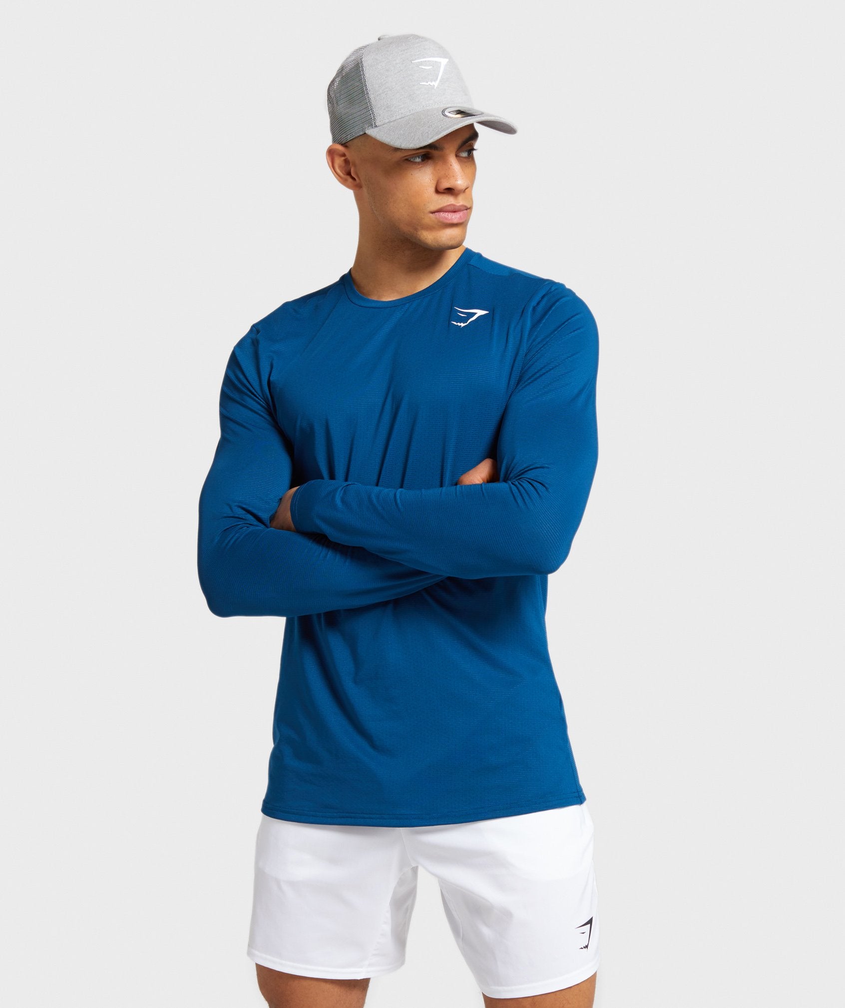 Gymshark Crest Long Sleeve T-Shirt - Faded Blue