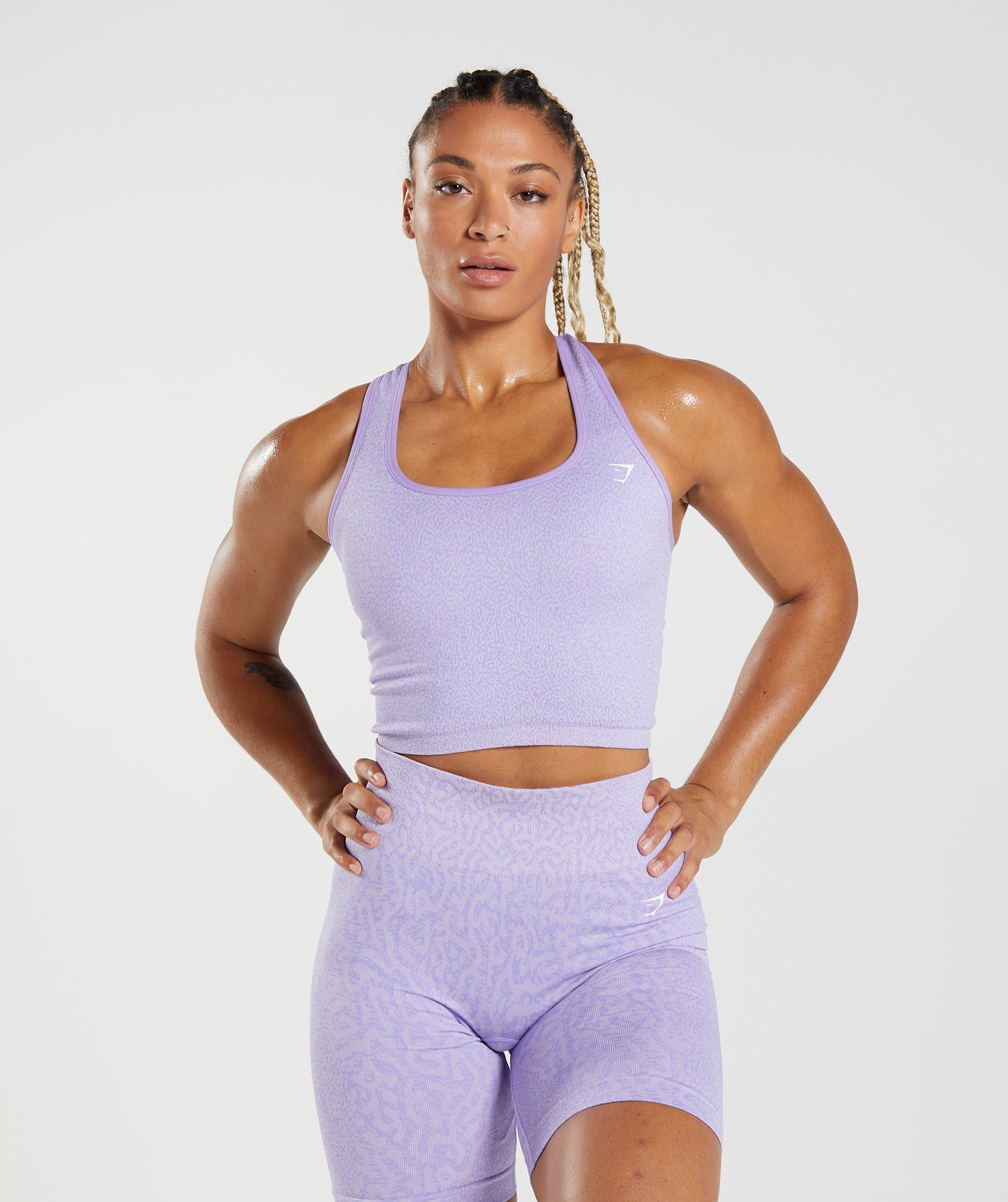 Adapt Animal Seamless Crop Tank  in Reef | Soft Lilac - view 1