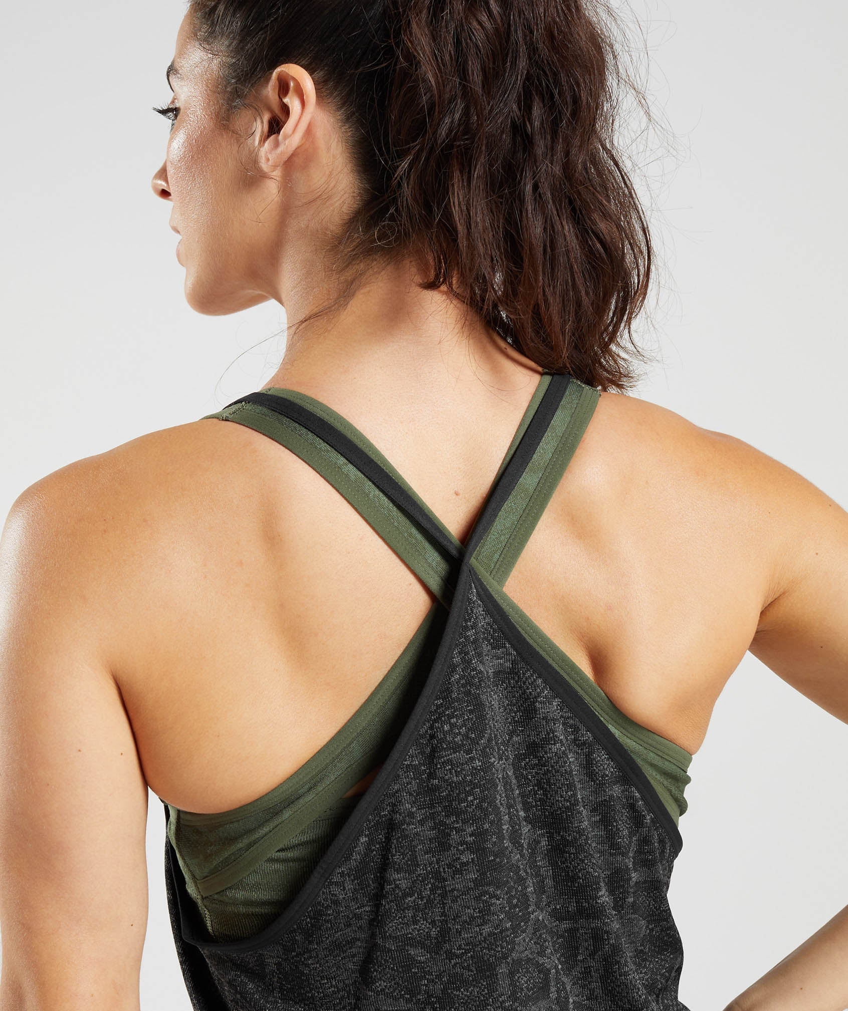 Womens Gymshark Fit Seamless Loose Activewear Tank Top Vest Green  Breathable