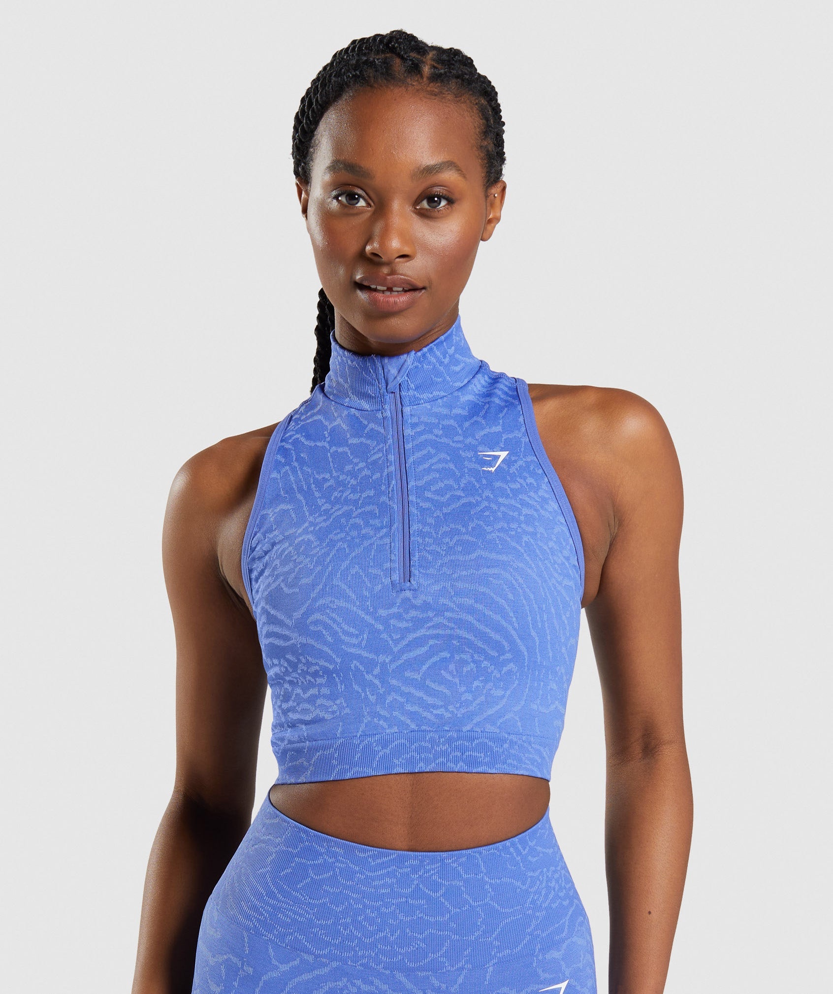 Adapt Animal Seamless Crop 1/2 Zip in Court Blue - view 1