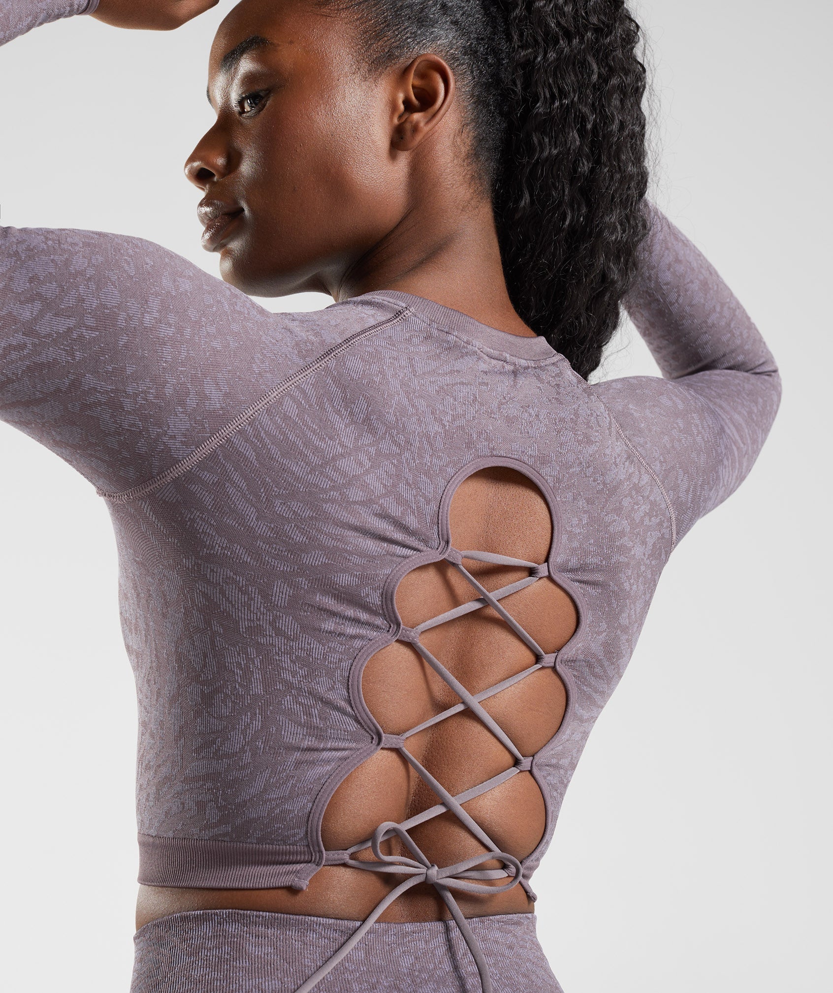 Adapt Animal Seamless Lace Up Back Top in Wild | Musk Lilac - view 6