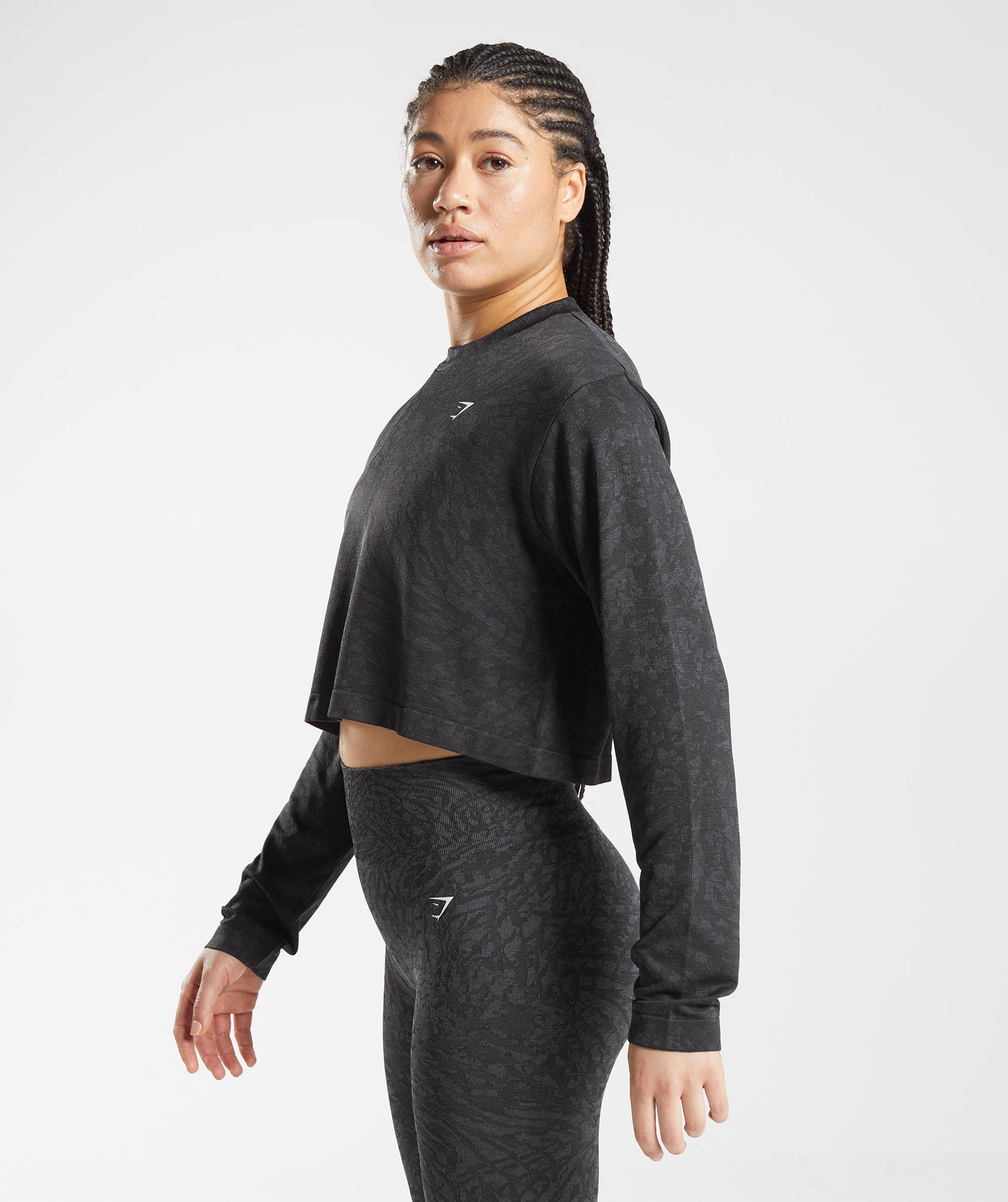 Gymshark Adapt Animal Seamless Long Sleeve Top - Wild, Navy