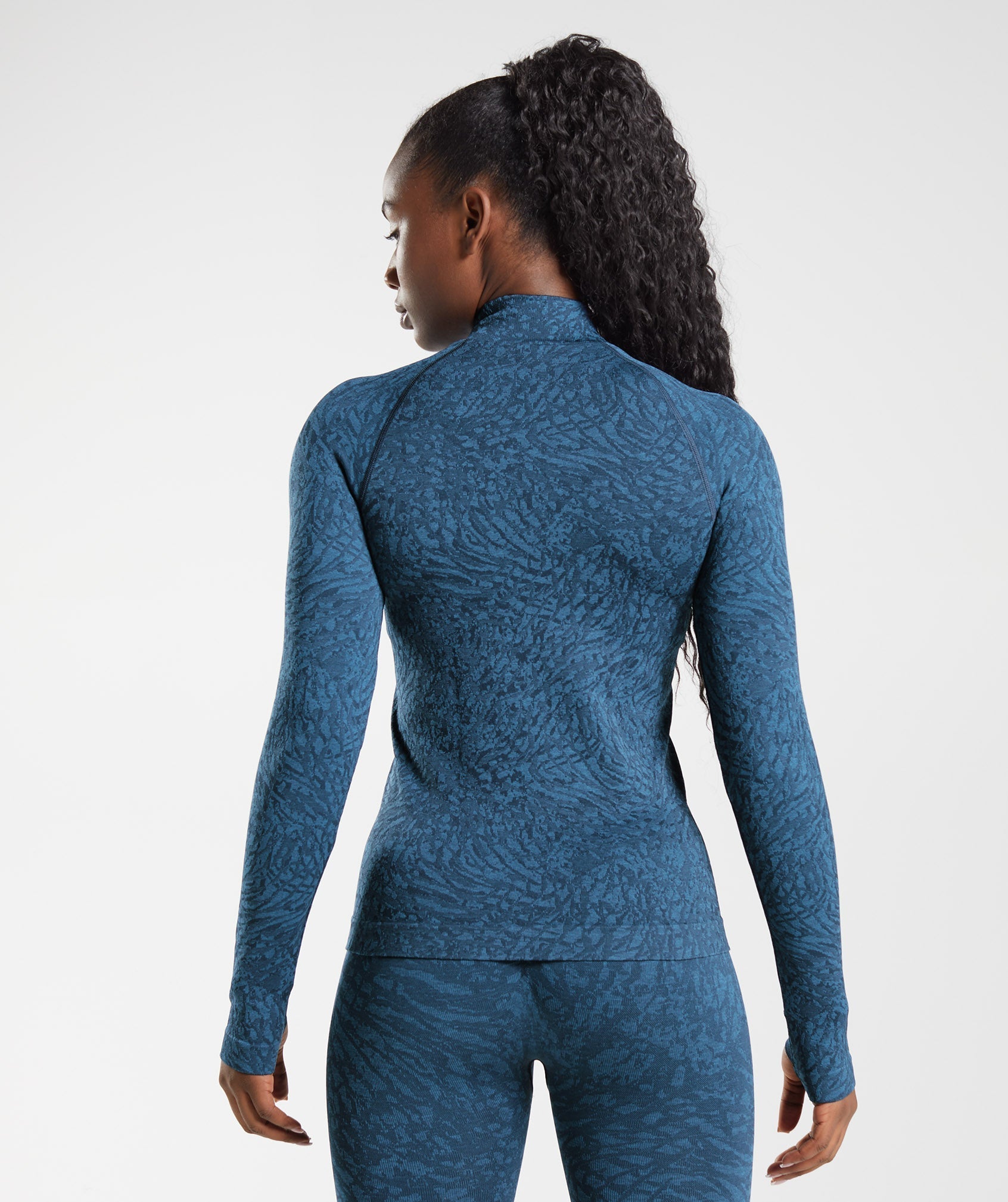 Gymshark Adapt Animal Seamless Long Sleeve Top - Wild, Navy