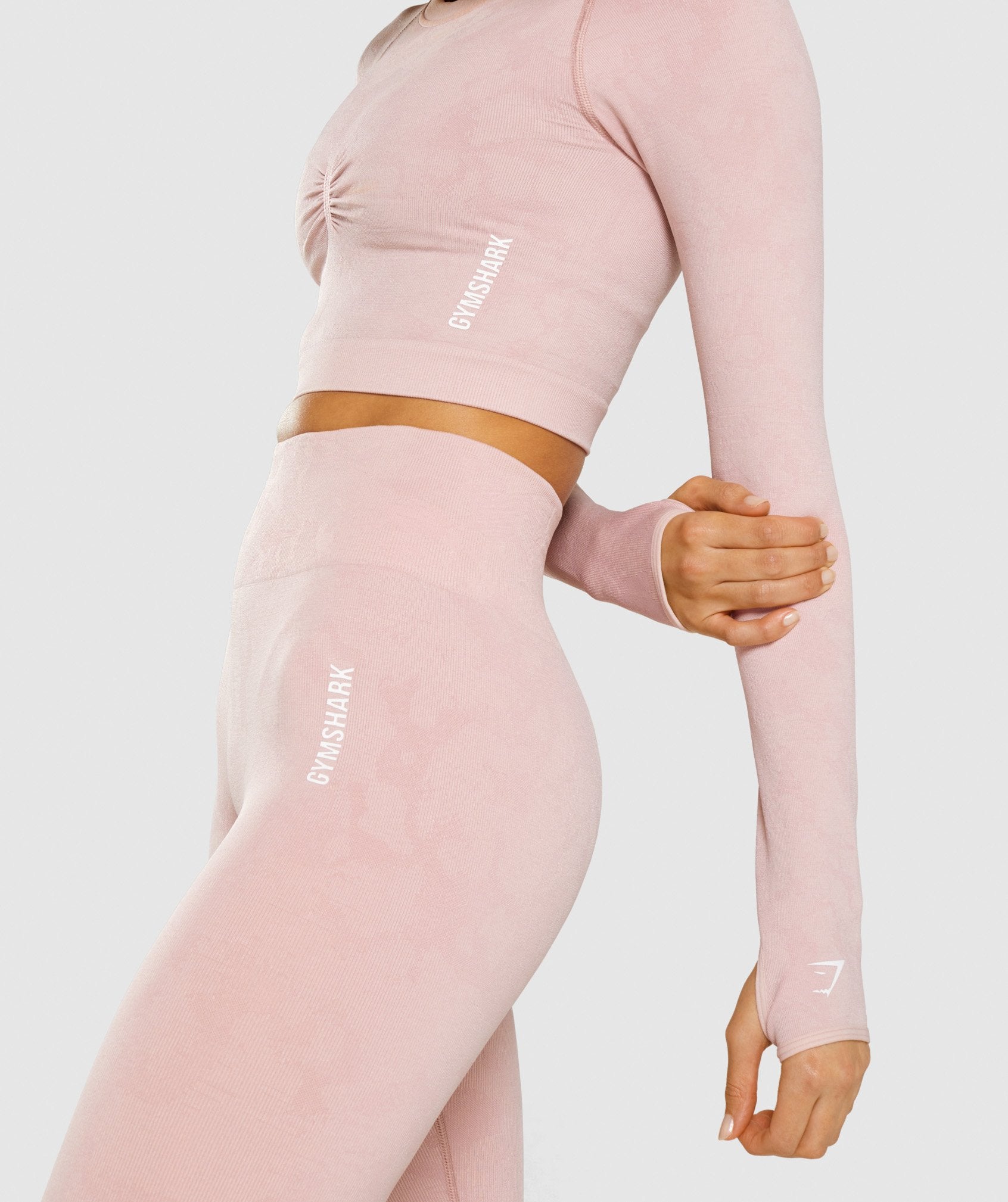 Gymshark Adapt Ombre Seamless Long Sleeve Crop Top - Rose Pink