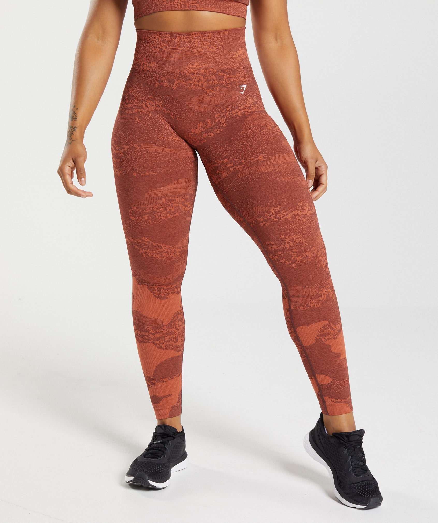 Coral Red Perforated Leggings - Gymshark Energy + Seamless