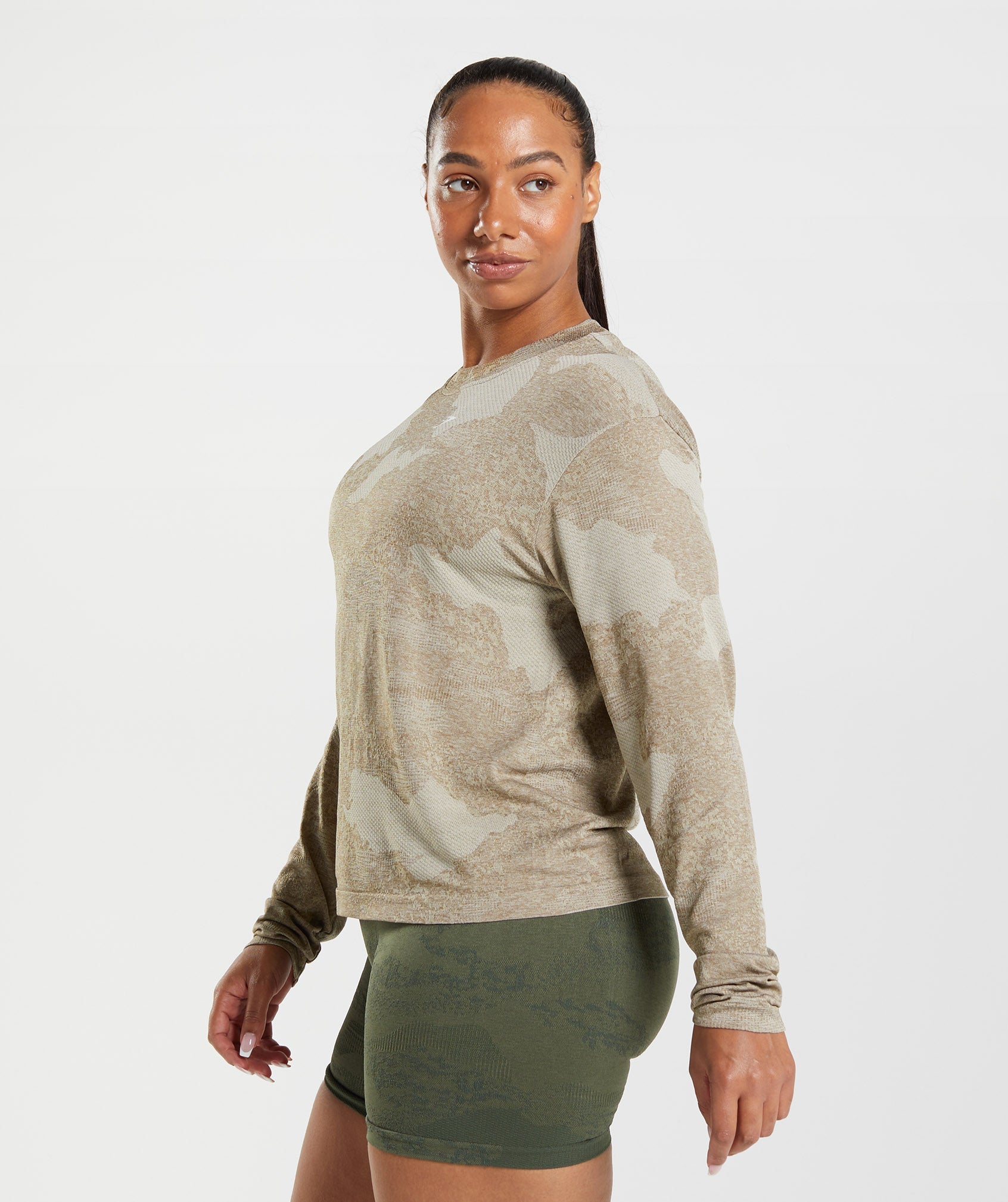 Adapt Camo Seamless Long Sleeve Top in Pebble Grey/Soul Brown - view 3