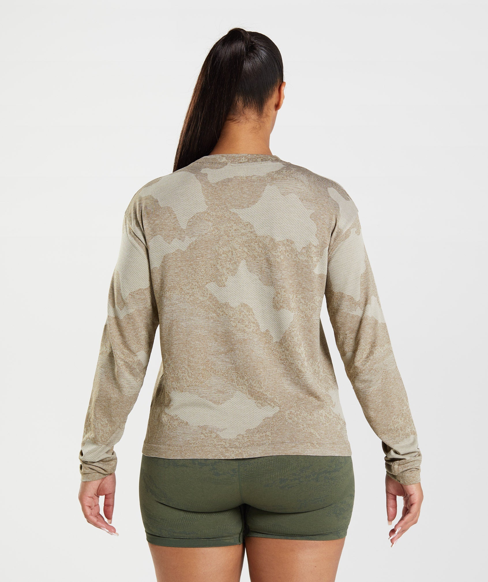 Adapt Camo Seamless Long Sleeve Top in Pebble Grey/Soul Brown - view 2