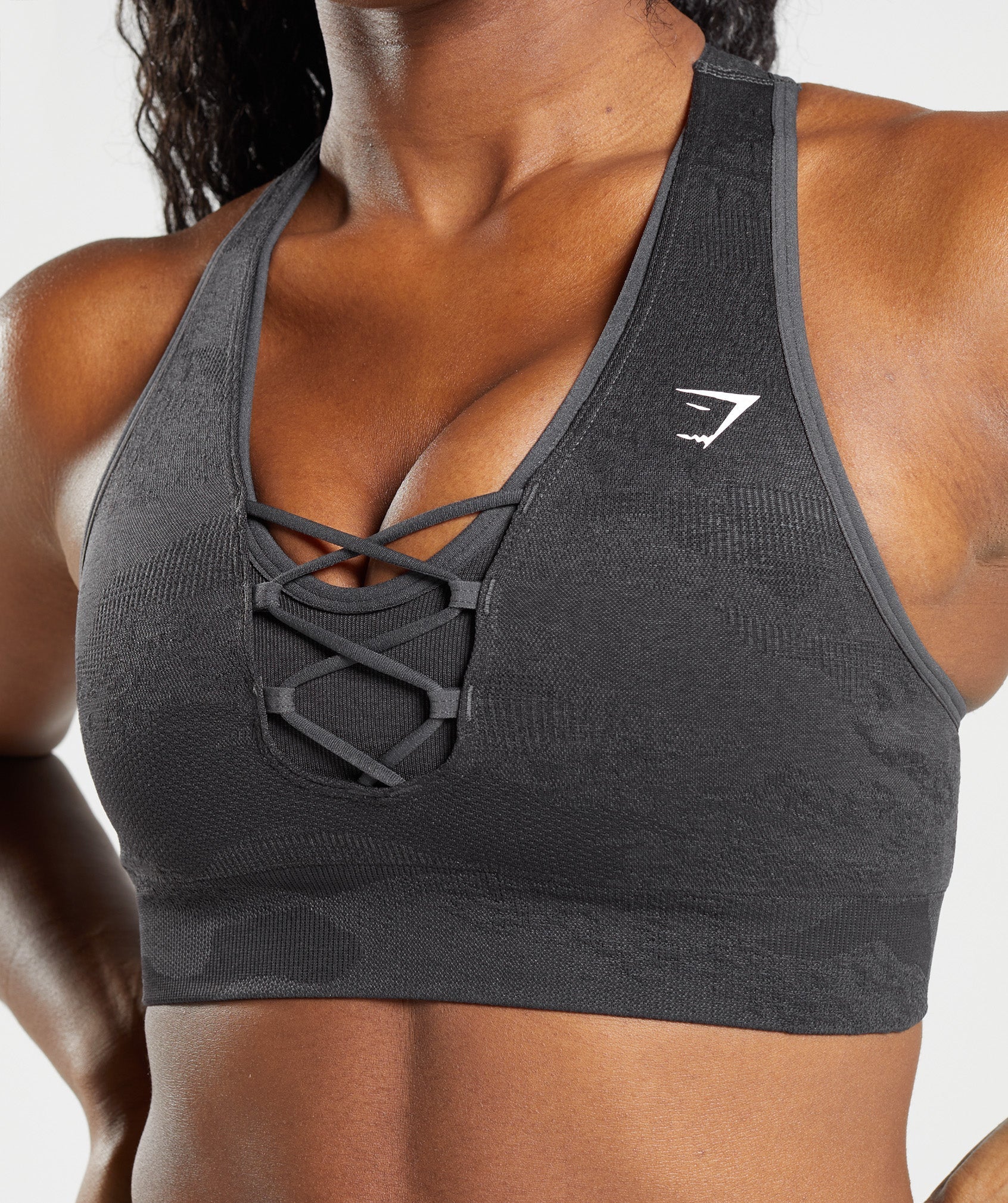 Gymshark Sports Bra Small Black Adapt Camo Seamless Wrap Front