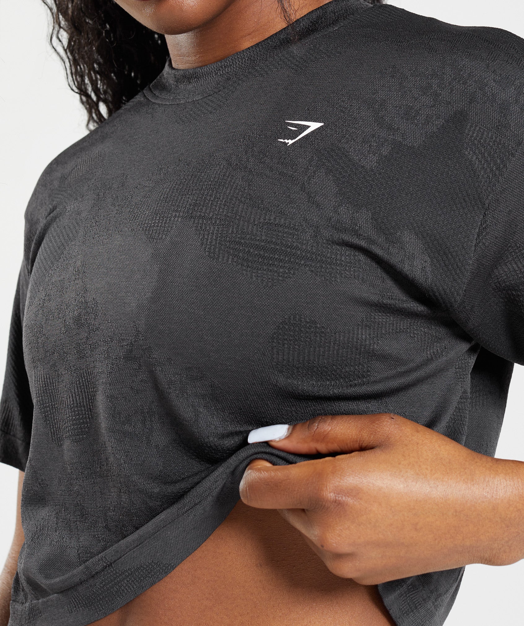 Adapt Camo Seamless Crop Top in Black/Onyx Grey - view 4