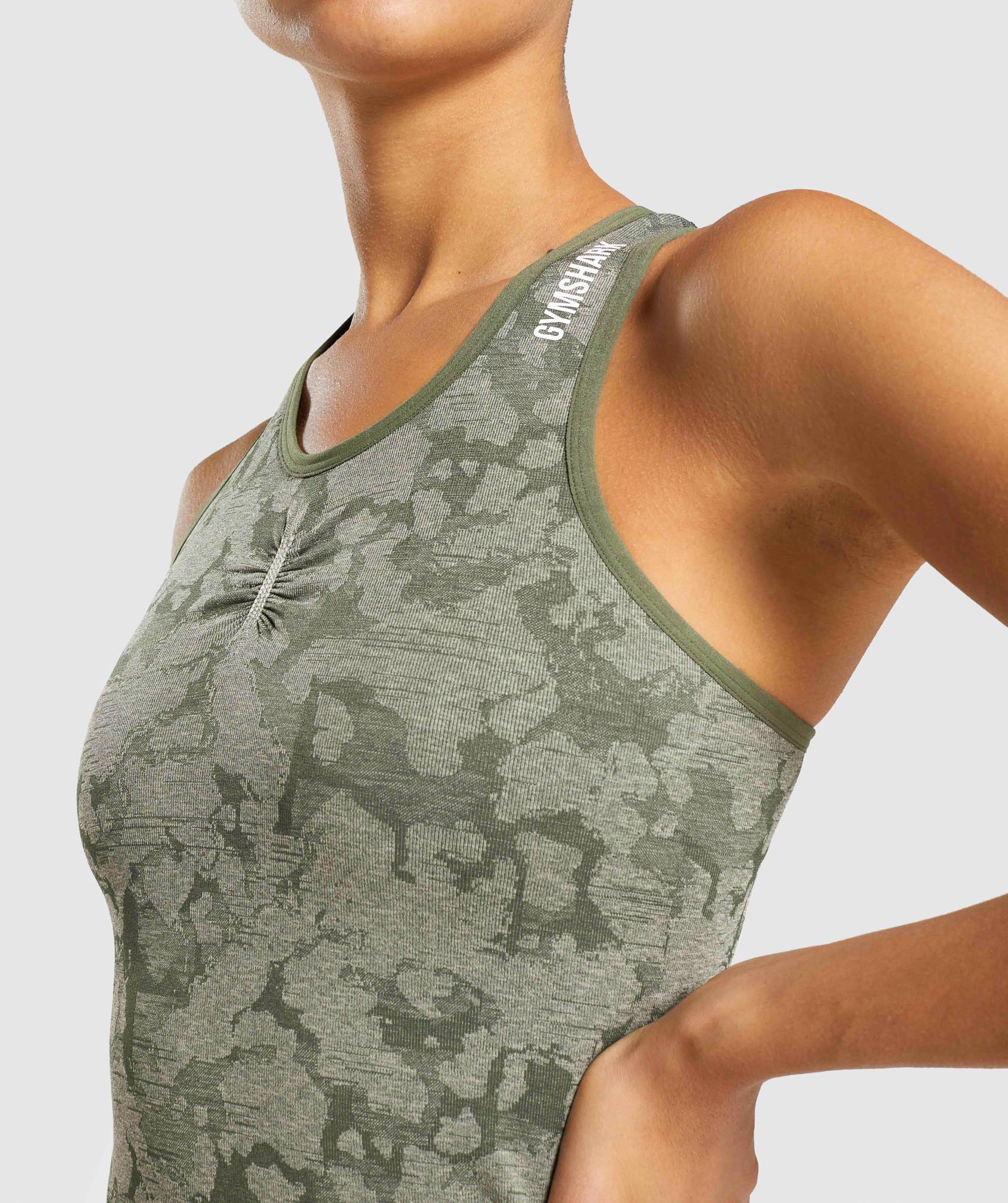 GYMSHARK Adapt Camo Seamless Crop Top Women's Size M Green