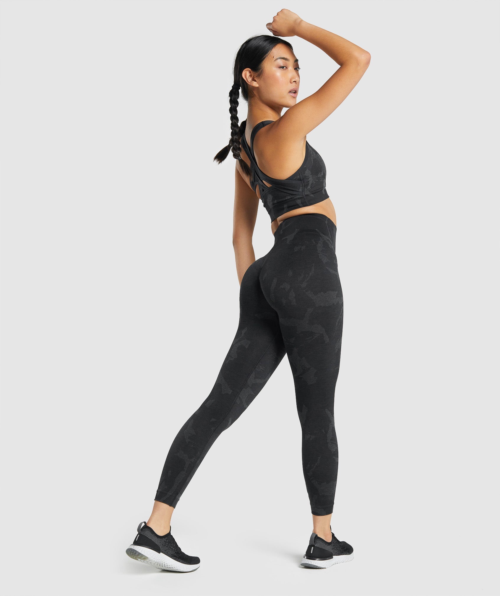 Womens Workout Dark Grey Camo Leggings with Pockets | Gearbunch.com