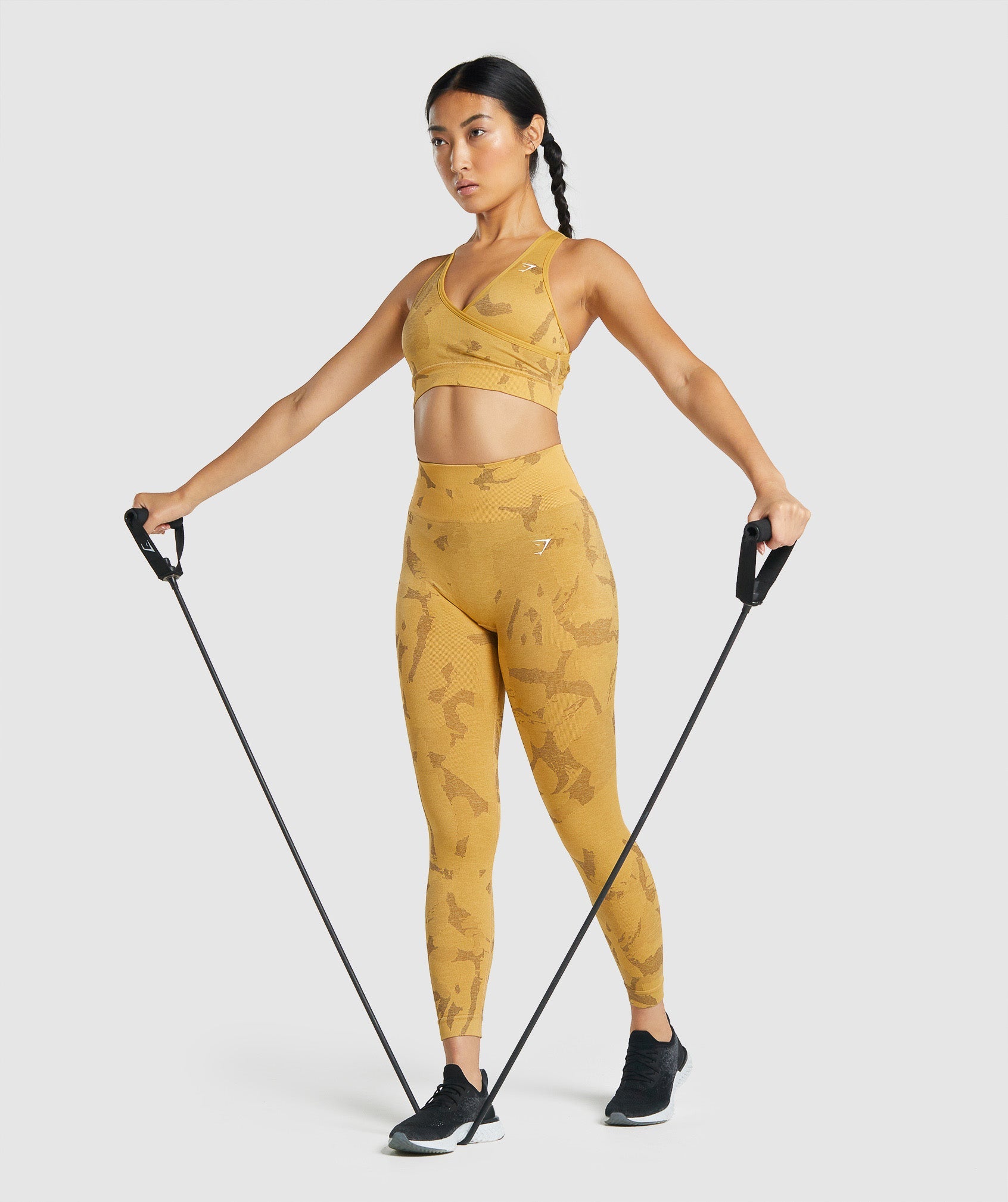 gymshark camo leggings in yellow/savannah