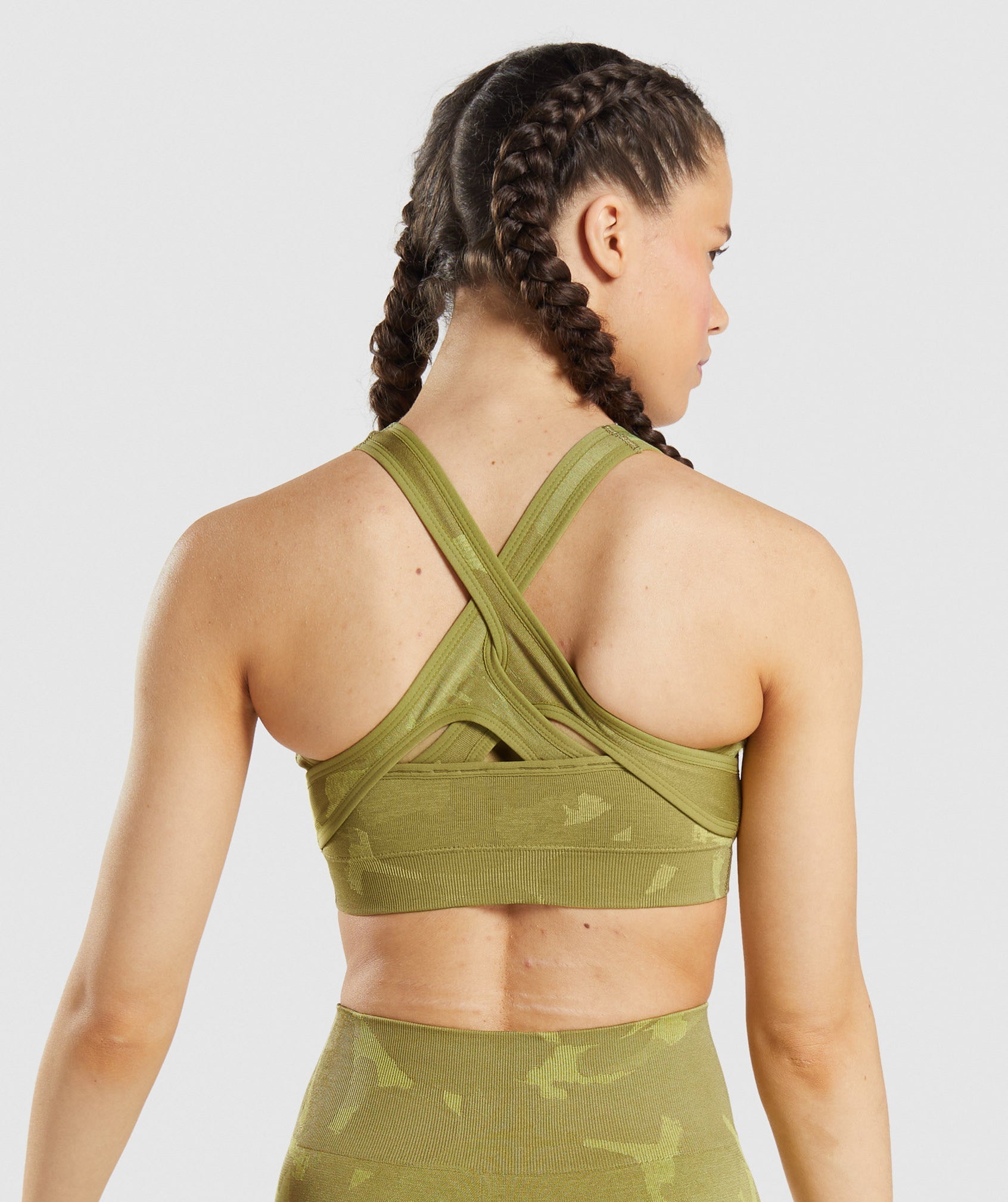 Gymshark Adapt Camo Seamless Long Sleeve Crop Top - Savanna, Green