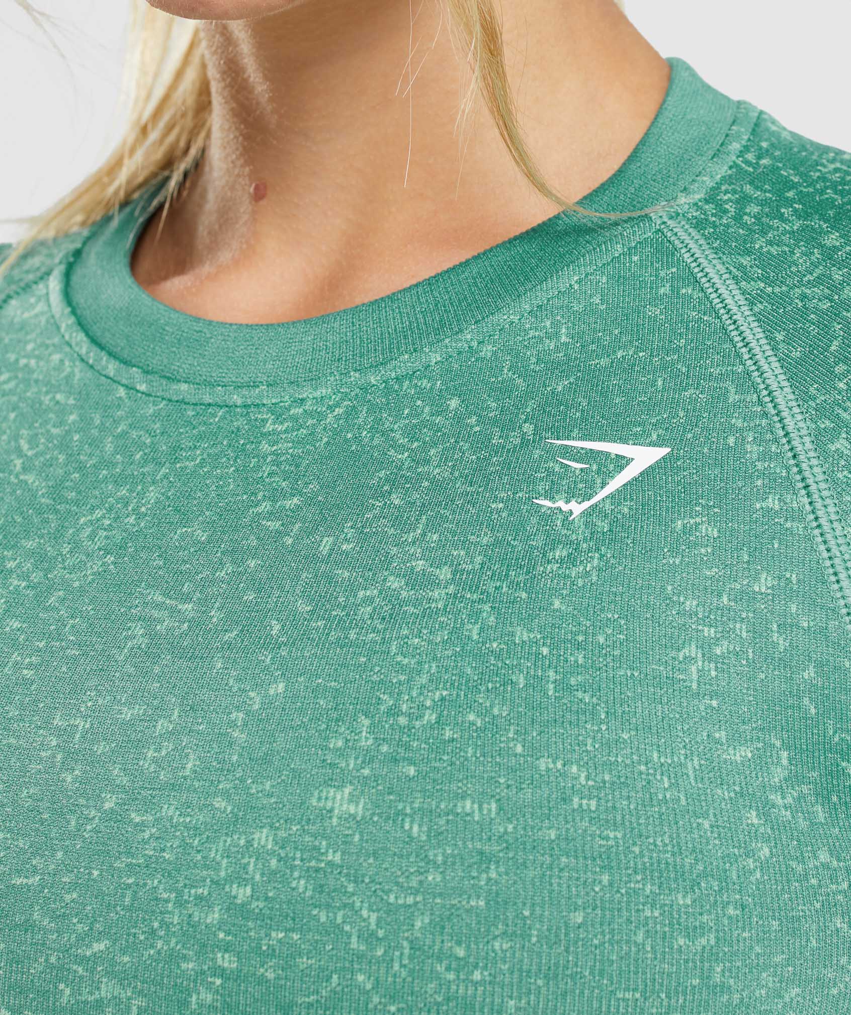 Adapt Fleck Seamless Long Sleeve Crop Top in Mineral | Alpine Green - view 6