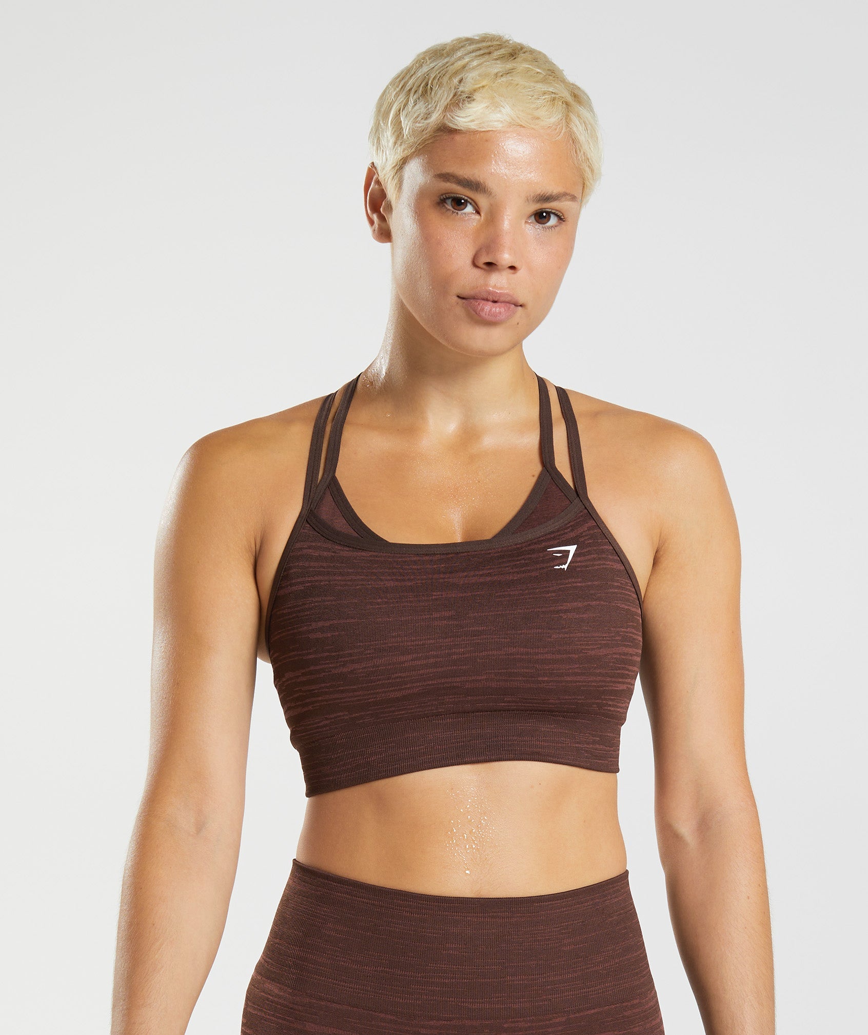 Adapt Marl Seamless Sports Bra in Archive Brown/Cherry Brown - view 1