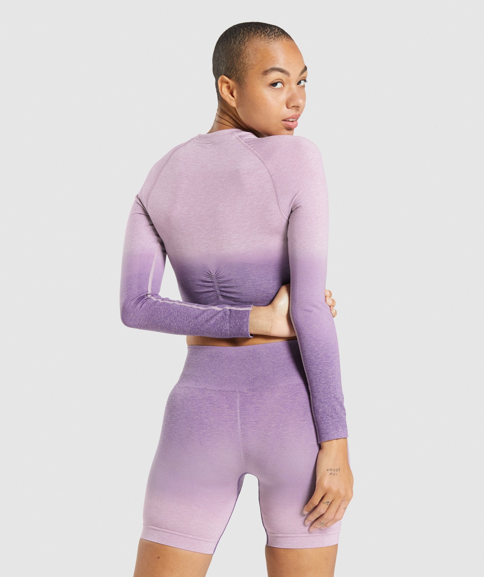 Gymshark Adapt Marl Seamless Long Sleeve Crop Top - Light Purple