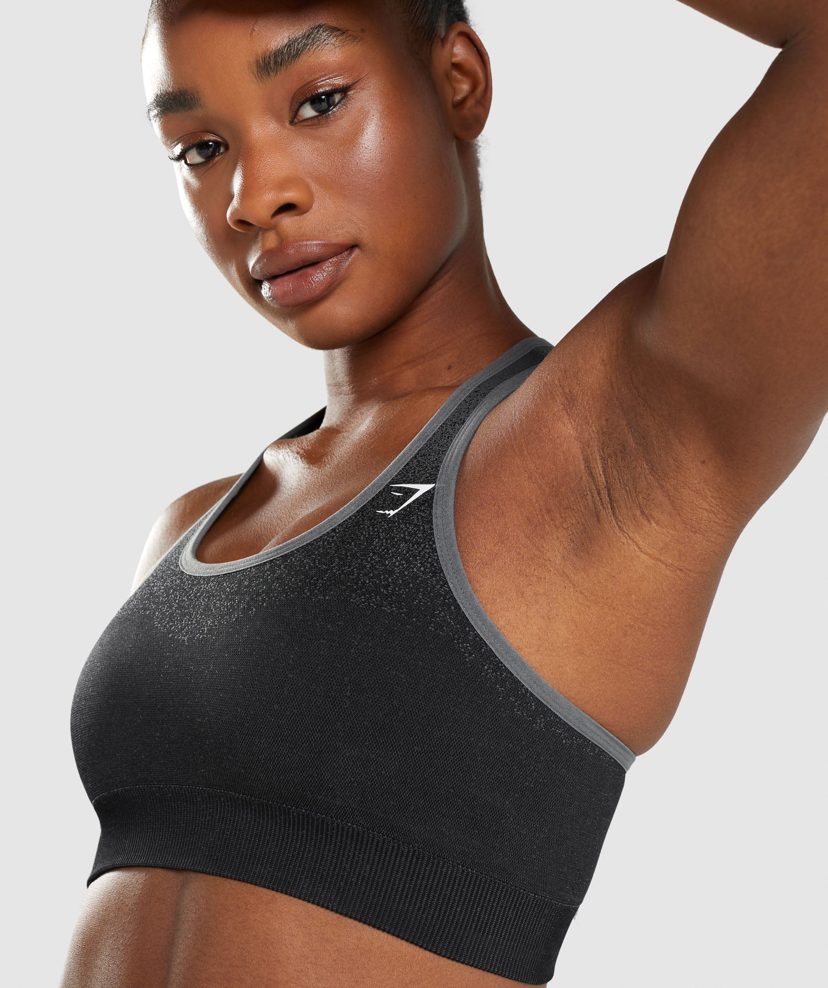 Gymshark Adapt Ombre Seamless Sports Bra Black Marl Women's Medium