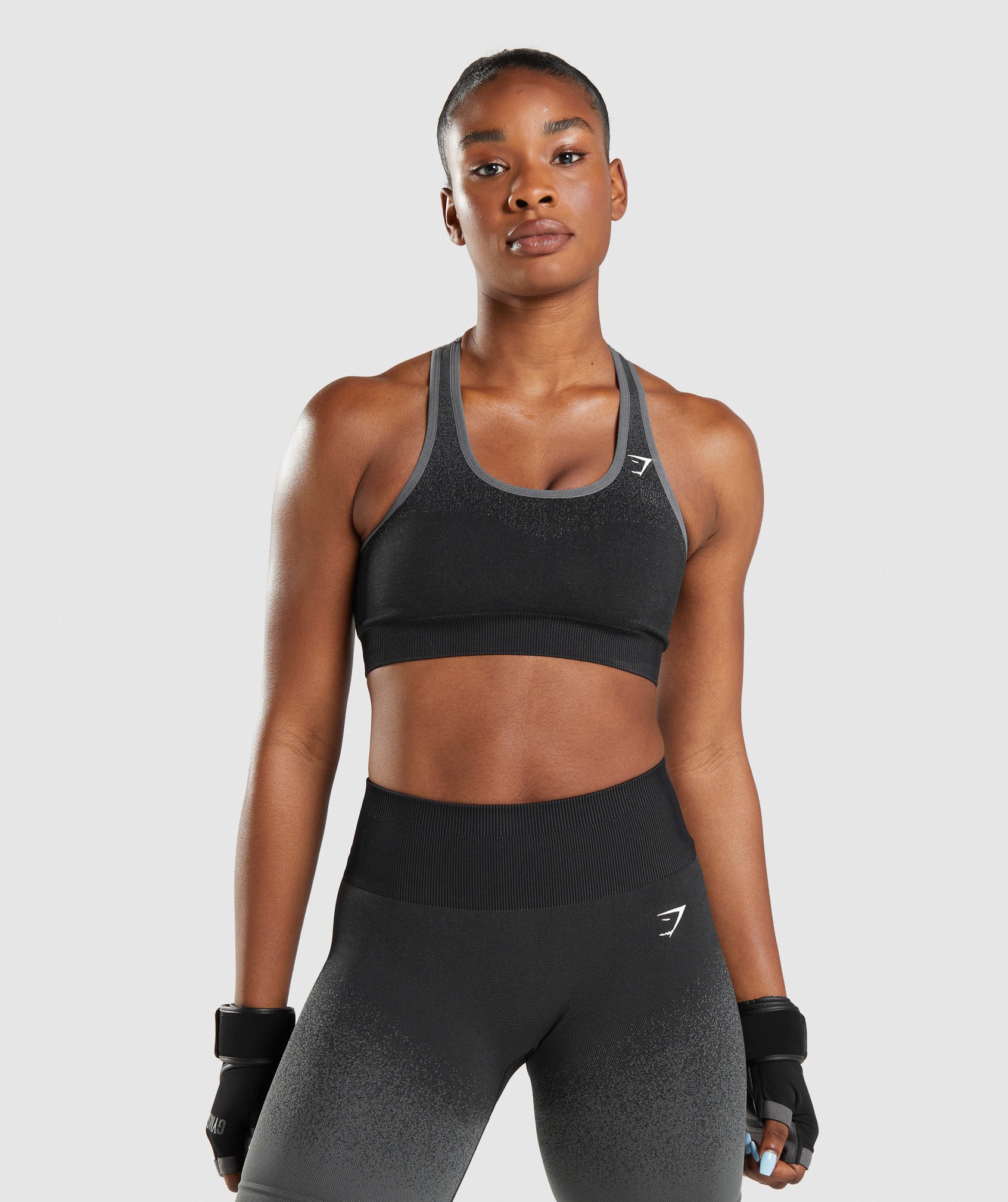 Adapt Ombre Seamless Sports Bra in Black/Grey - view 1
