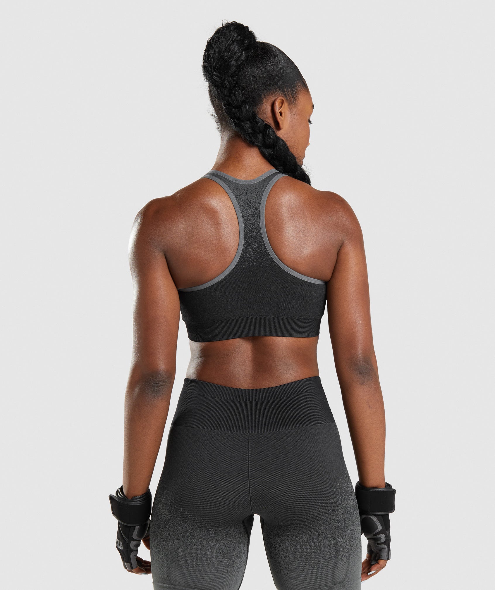 Adapt Ombre Seamless Sports Bra in Black/Grey - view 2