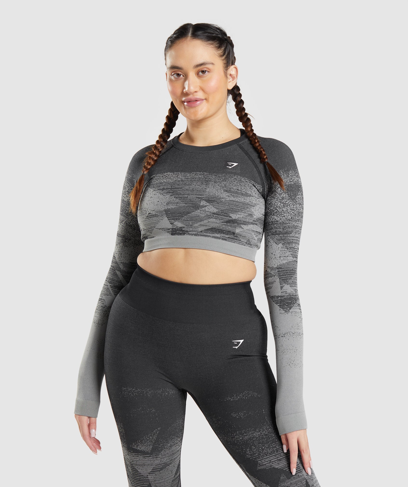 Adapt Ombre Crop Top in Triangle | Black Print - view 1