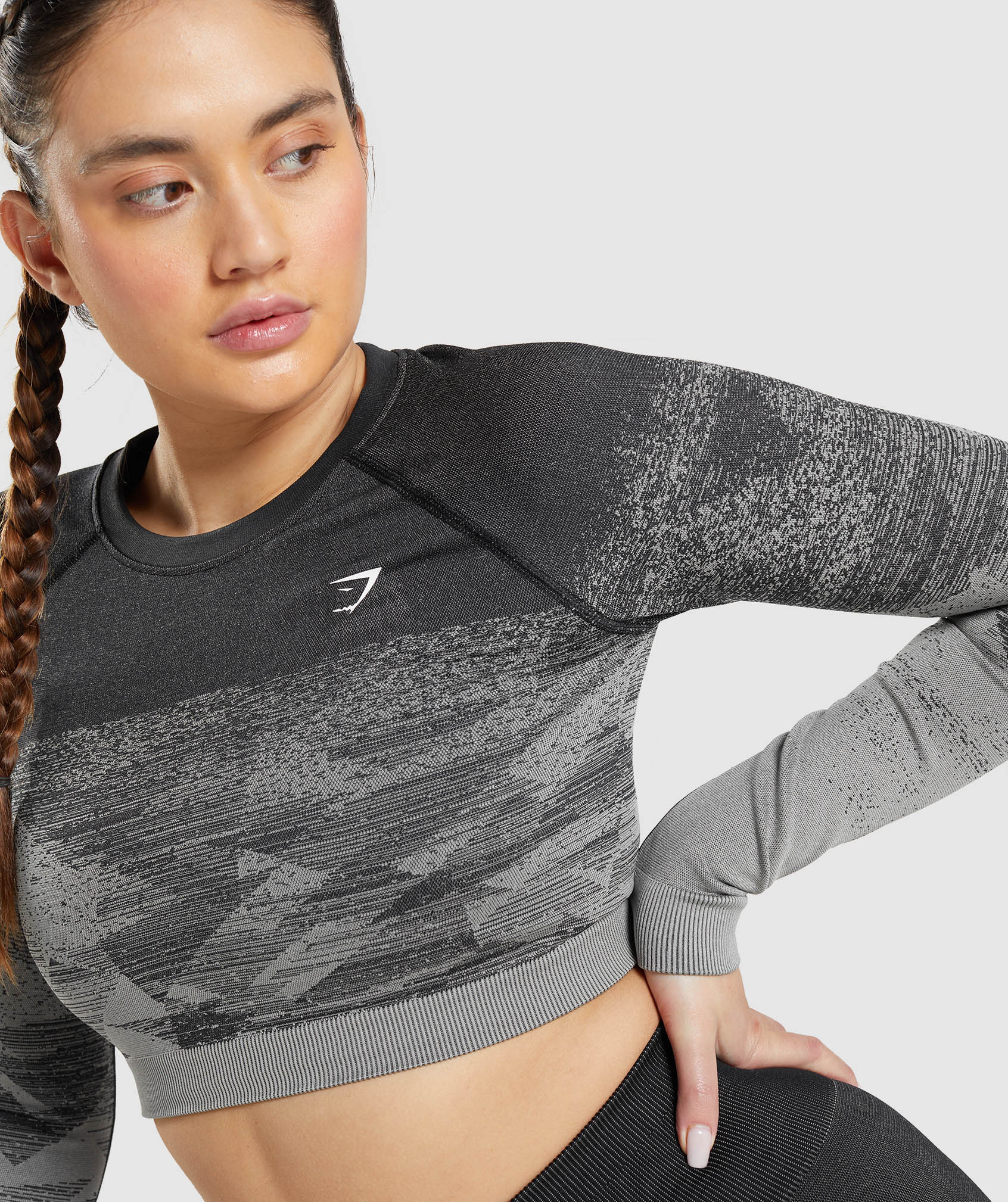 Gymshark Adapt Ombre Crop Top - Triangle, Penny Brown Print