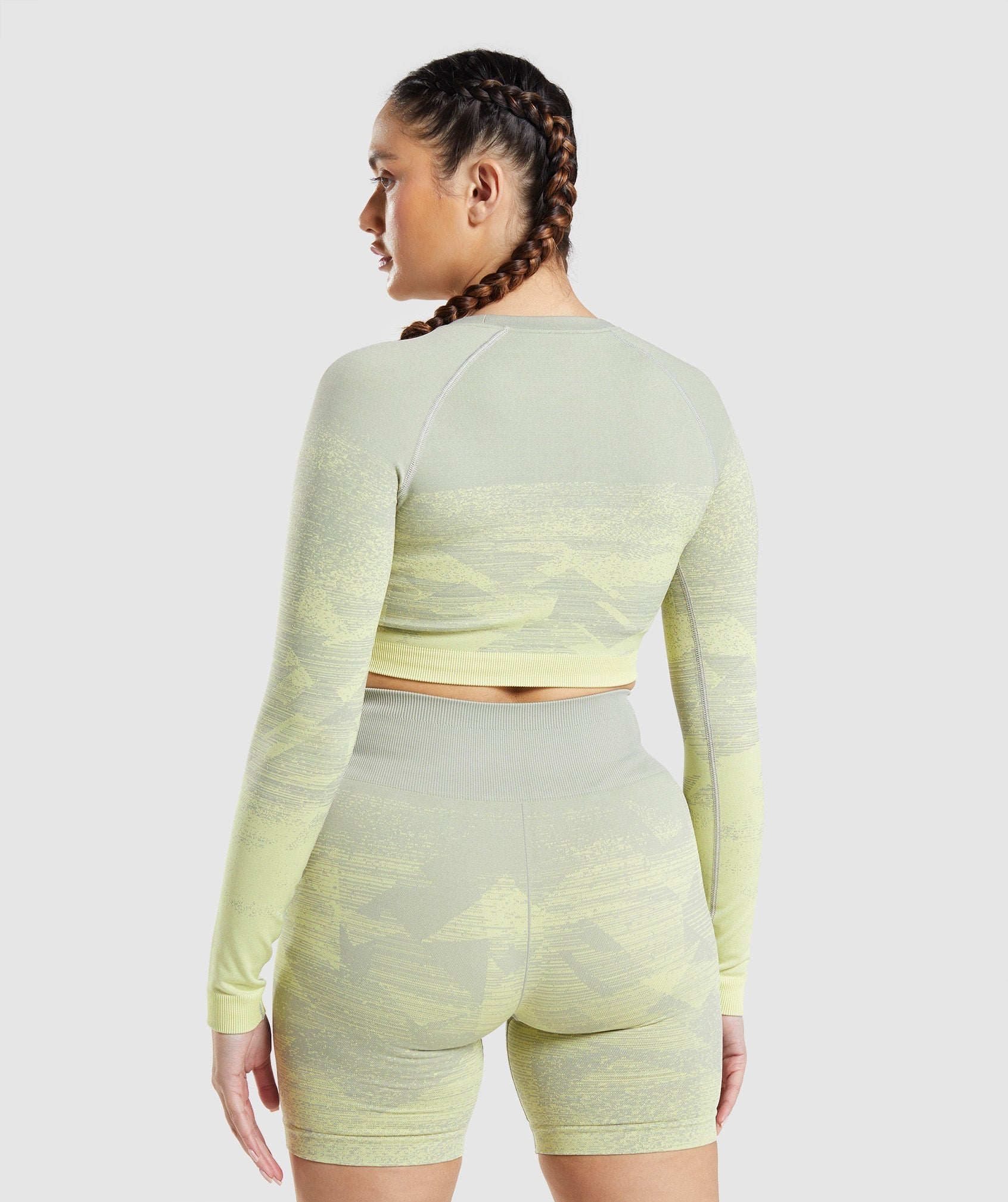 Adapt Ombre Crop Top in Triangle | Taupe Grey Print - view 2