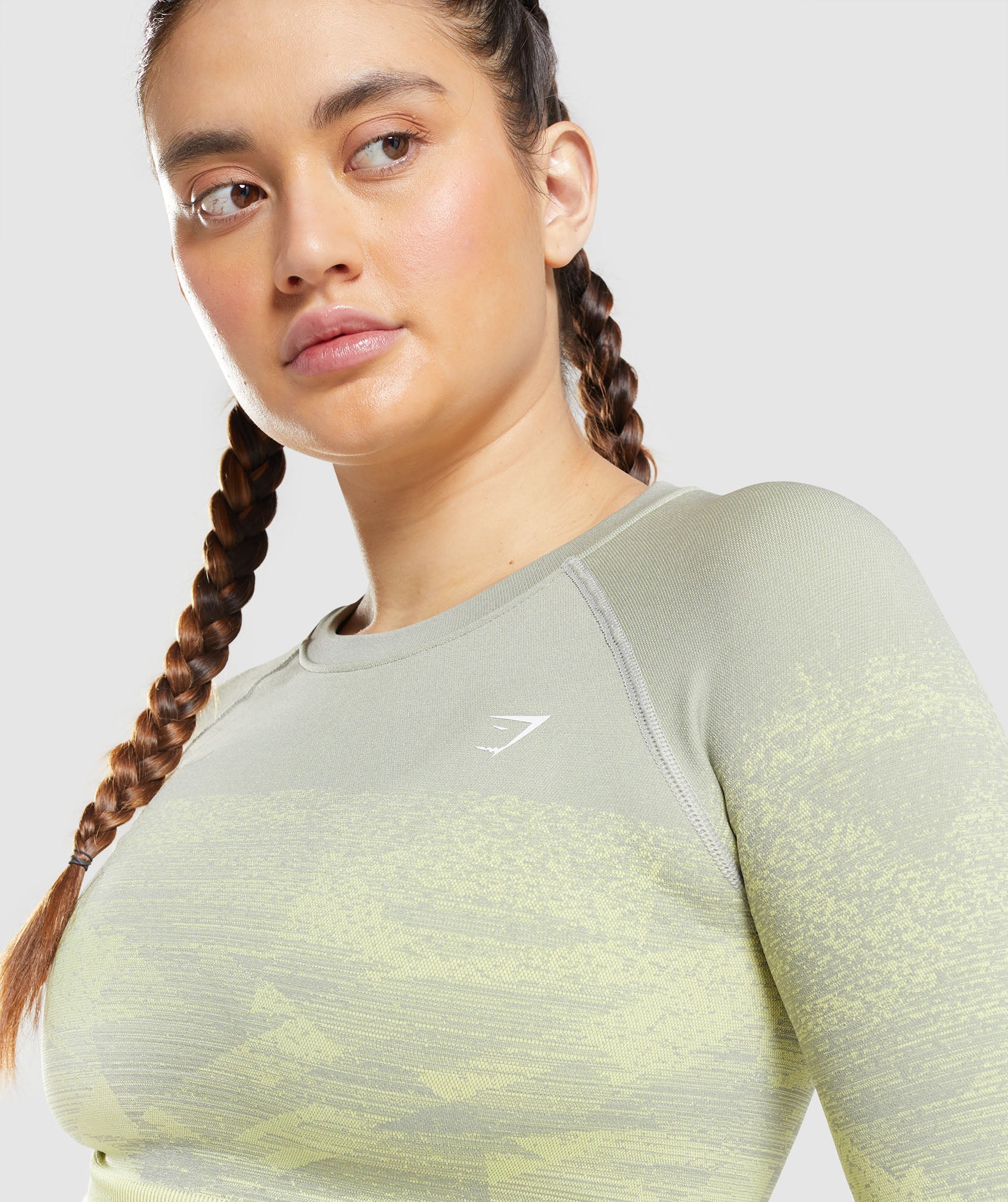 Adapt Ombre Crop Top in Triangle | Taupe Grey Print - view 5