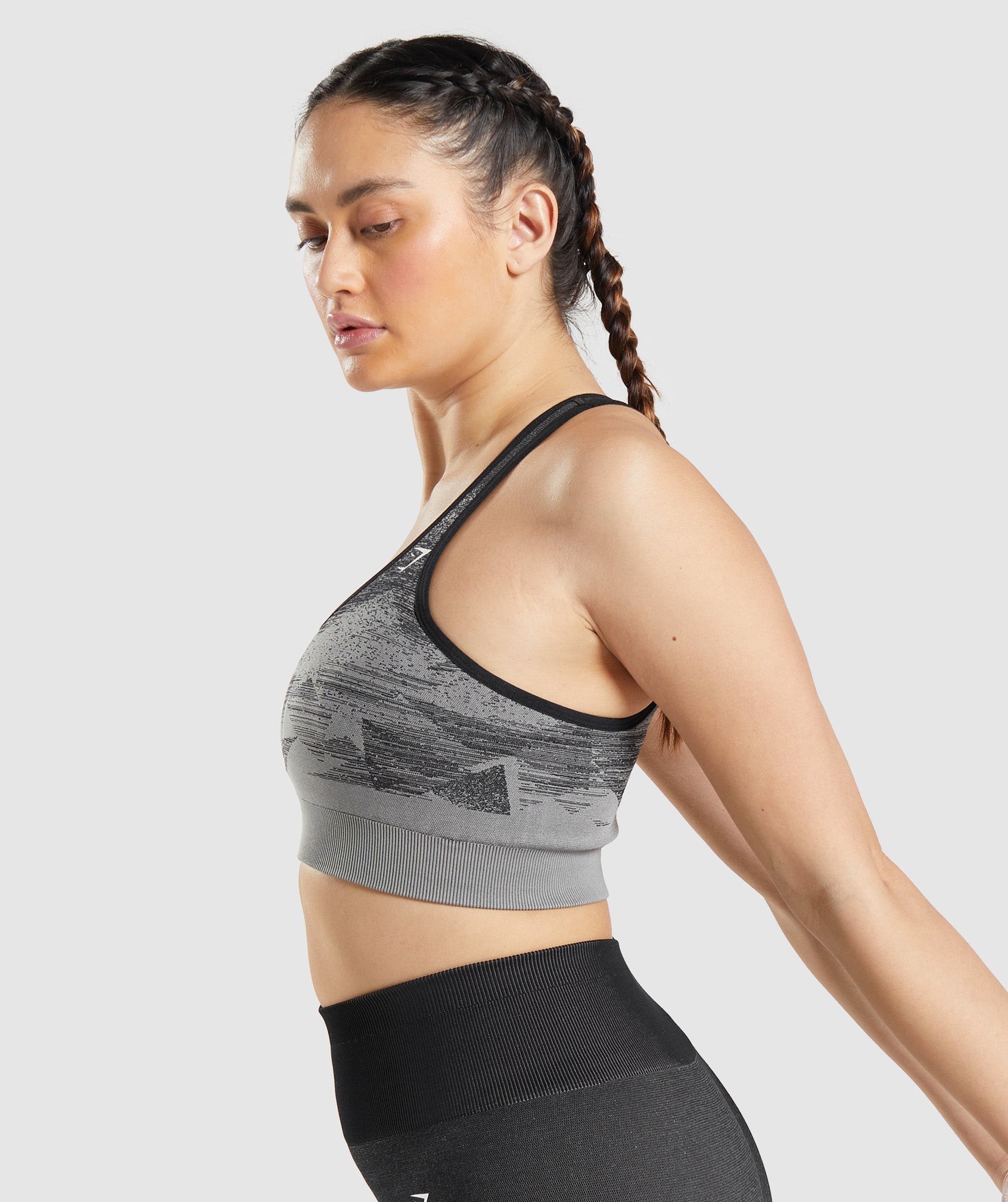 NEW GYMSHARK Elevate Longline SPORTS BRA (Cement Brown Spray Dye