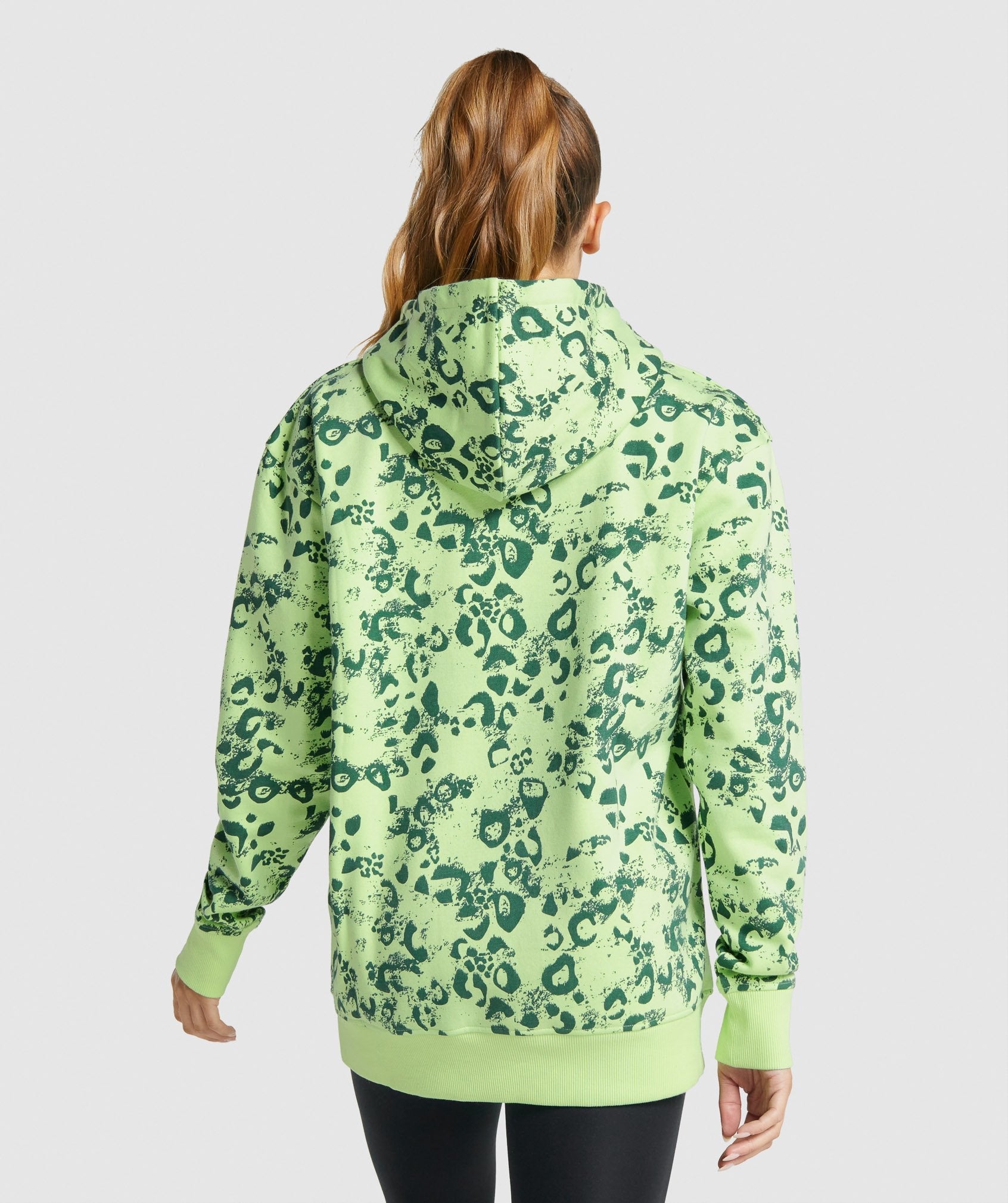 Animal Graphic Hoodie in Lime/Dark Green Print - view 2