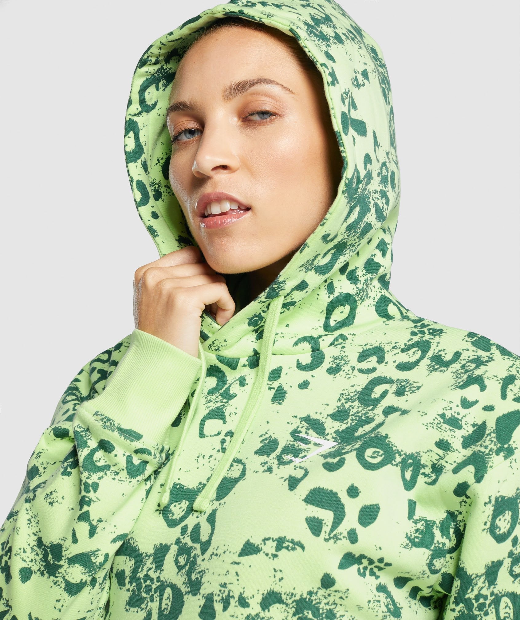 Animal Graphic Hoodie in Lime/Dark Green Print - view 6