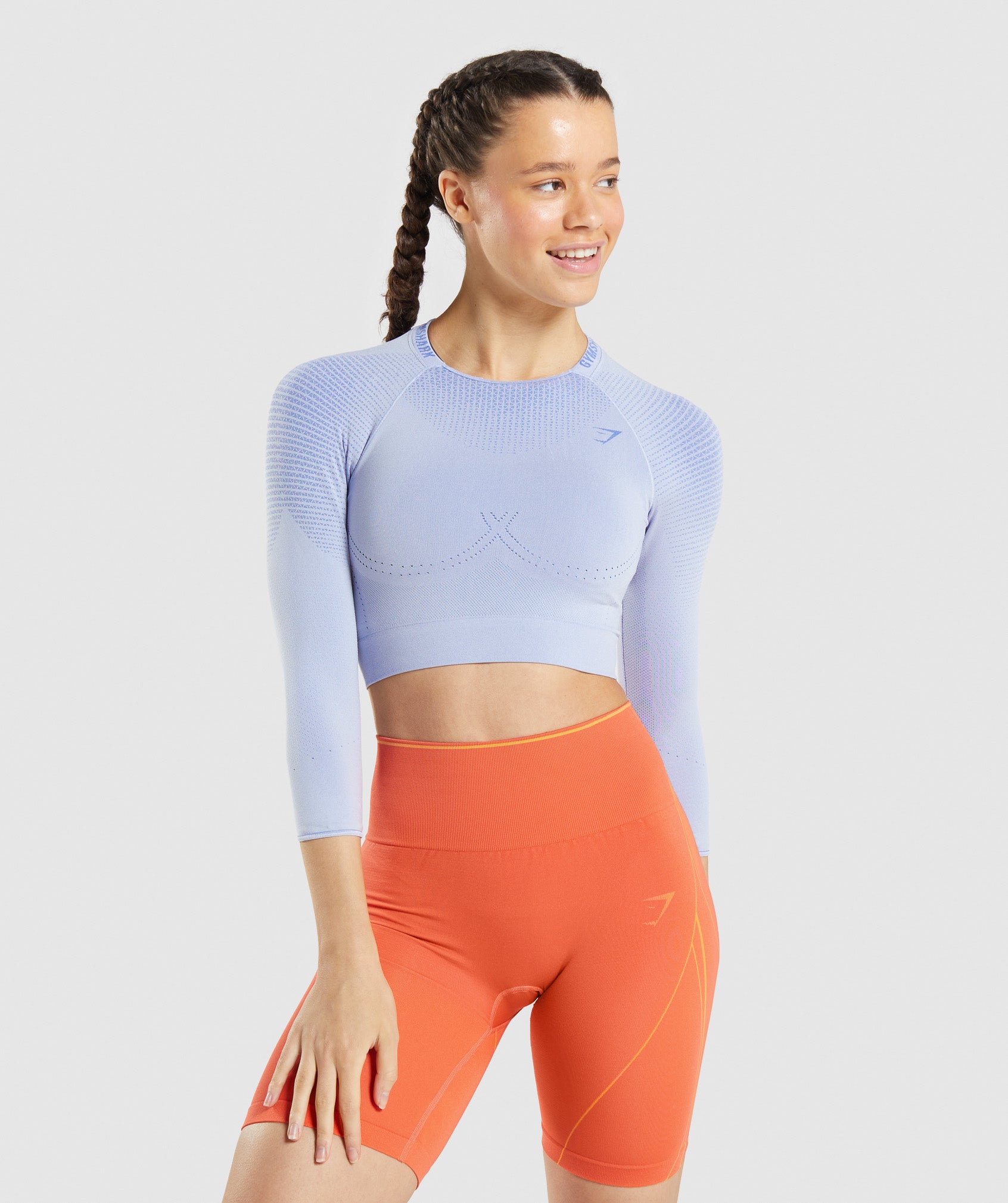 Apex Seamless Crop Top in Lavender Blue/Court Blue - view 1