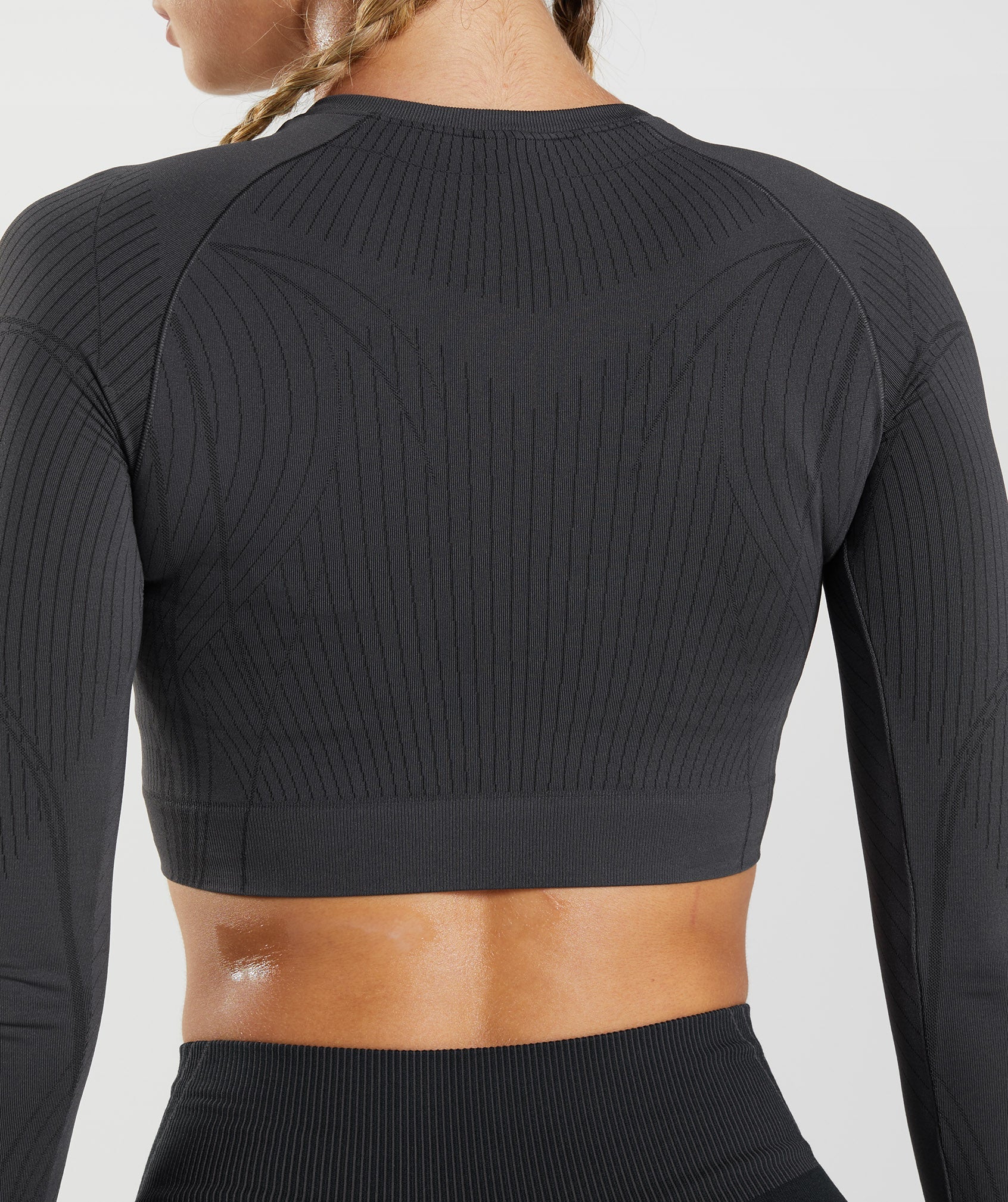 Apex Seamless Crop Top in Onyx Grey/Black - view 6